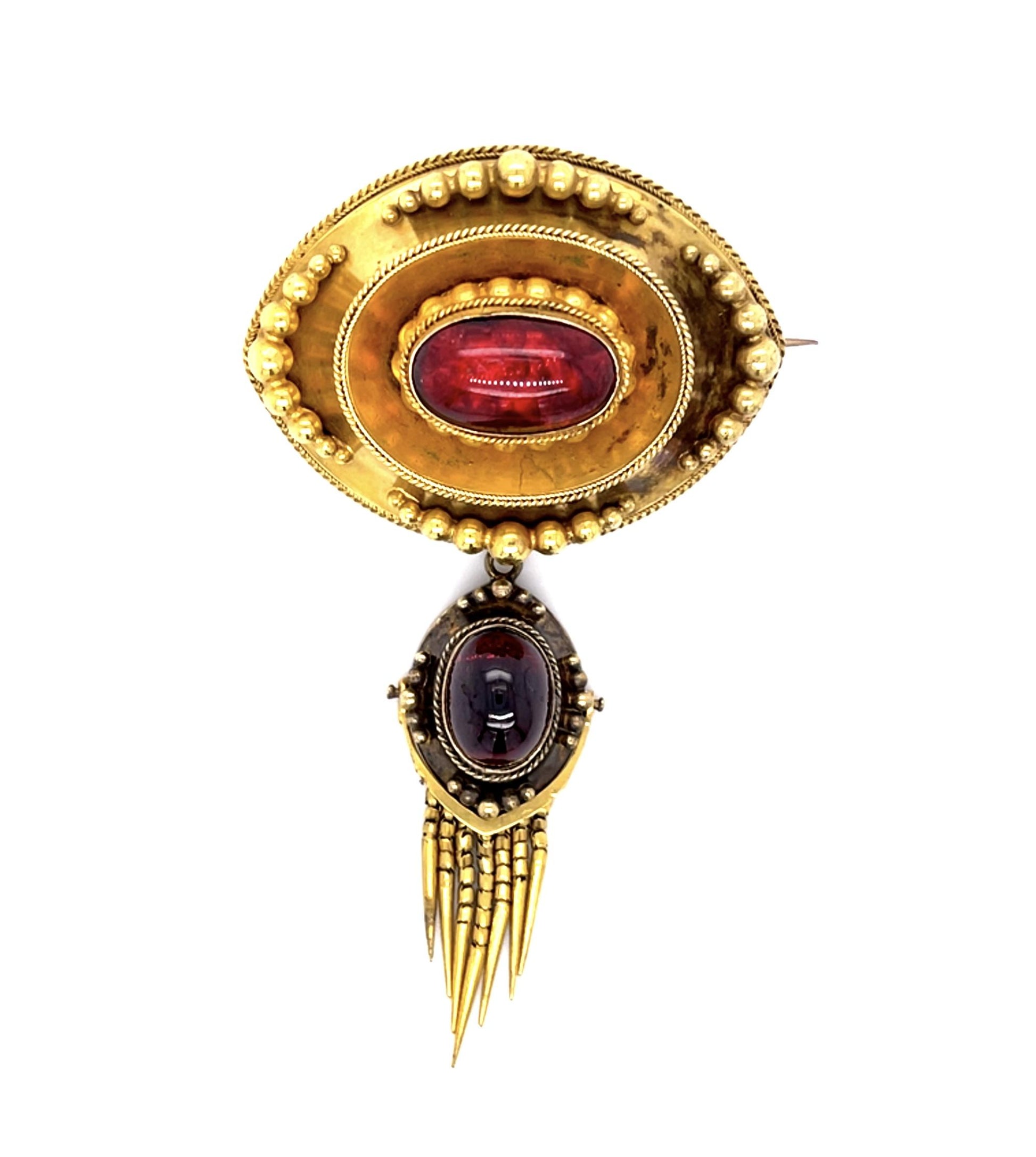 Victorian 11ct Garnet 15KY Brooch (Antique 1860s)