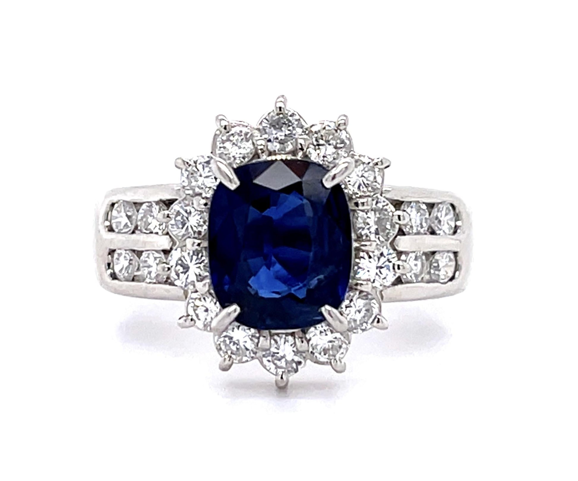 2.44ct Cushion Sapphire Platinum Ring