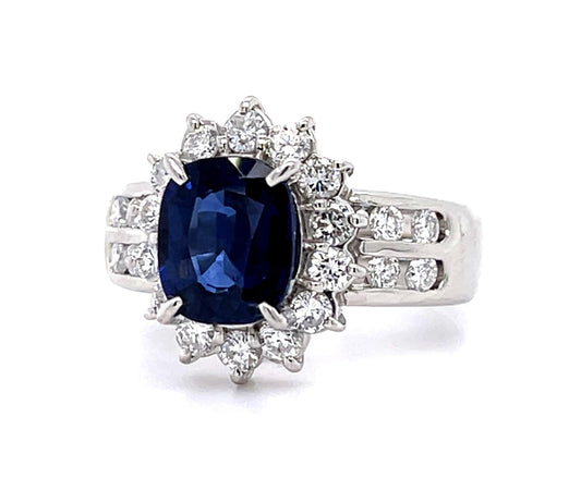 2.44ct Cushion Sapphire Platinum Ring