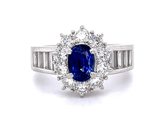 1.26ct Oval Sapphire Platinum Ring