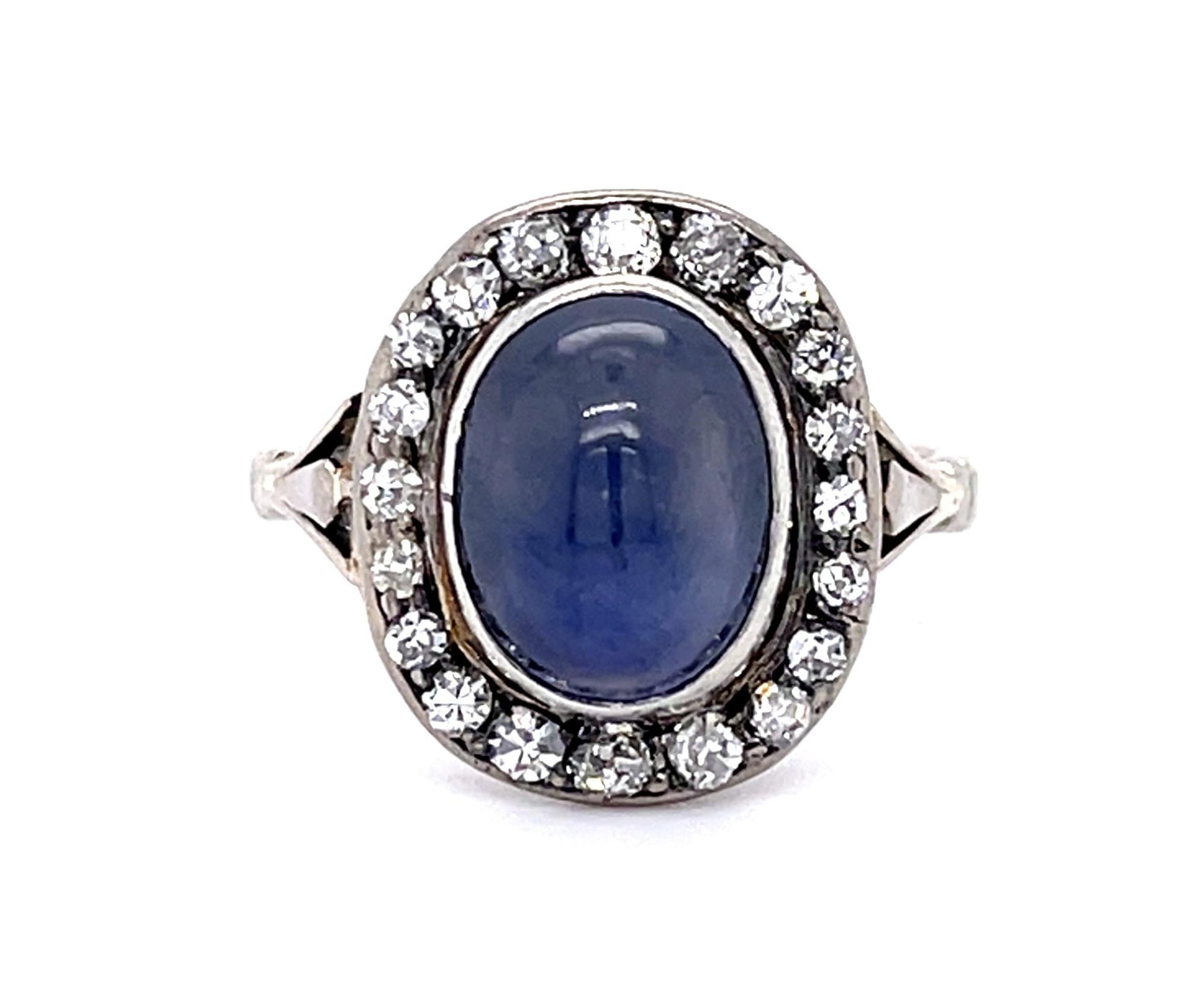 Art Deco 4.50ct Cabochon Sapphire Ring (Vintage 1930s)