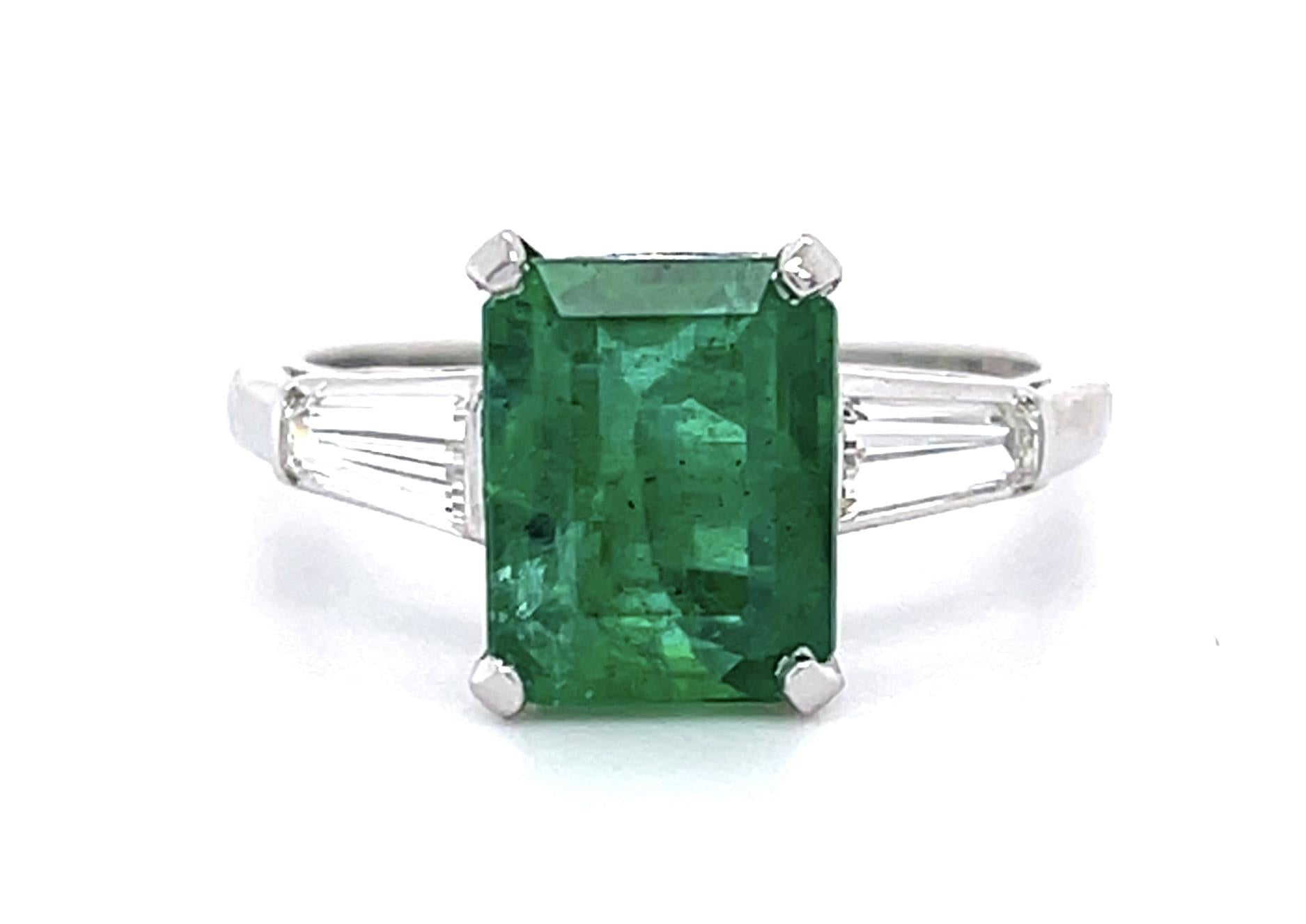 2.62ct Emerald-cut Emerald Platinum Ring