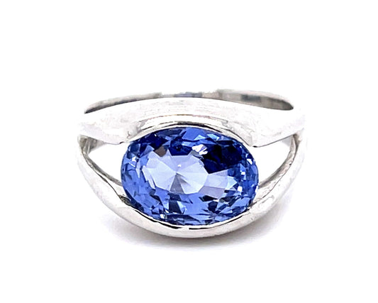 Original 4.20ct Oval Sapphire Platinum Ring (Vintage 1960s)