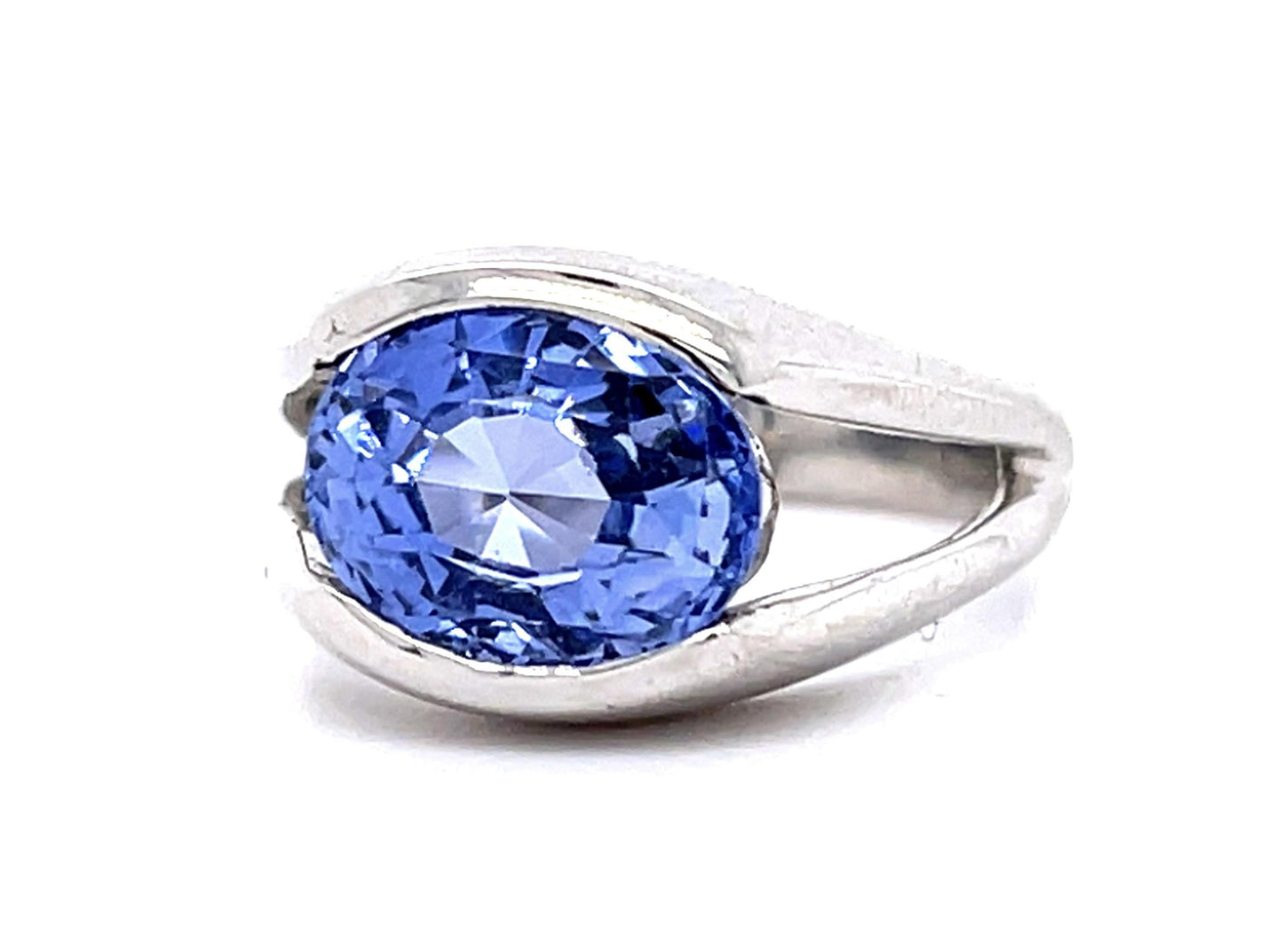 Original 4.20ct Oval Sapphire Platinum Ring (Vintage 1960s)