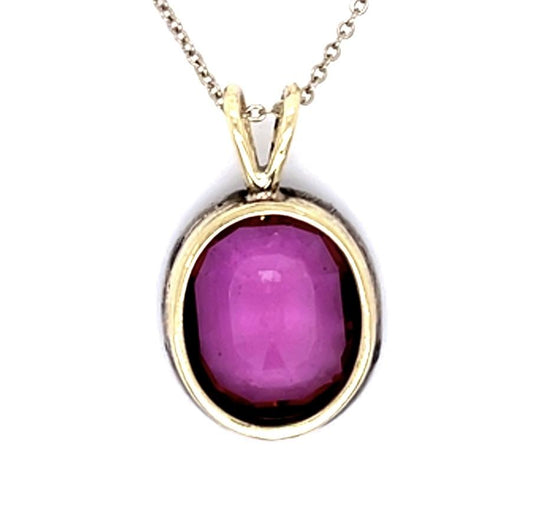 Original Edwardian 8.50ct Pink Tourmaline Platinum+18KY Pendant (Antique 1900s)