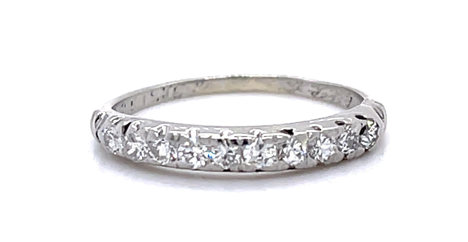 Original Art Deco .35ct Diamond Platinum Band Ring (Vintage 1930s)