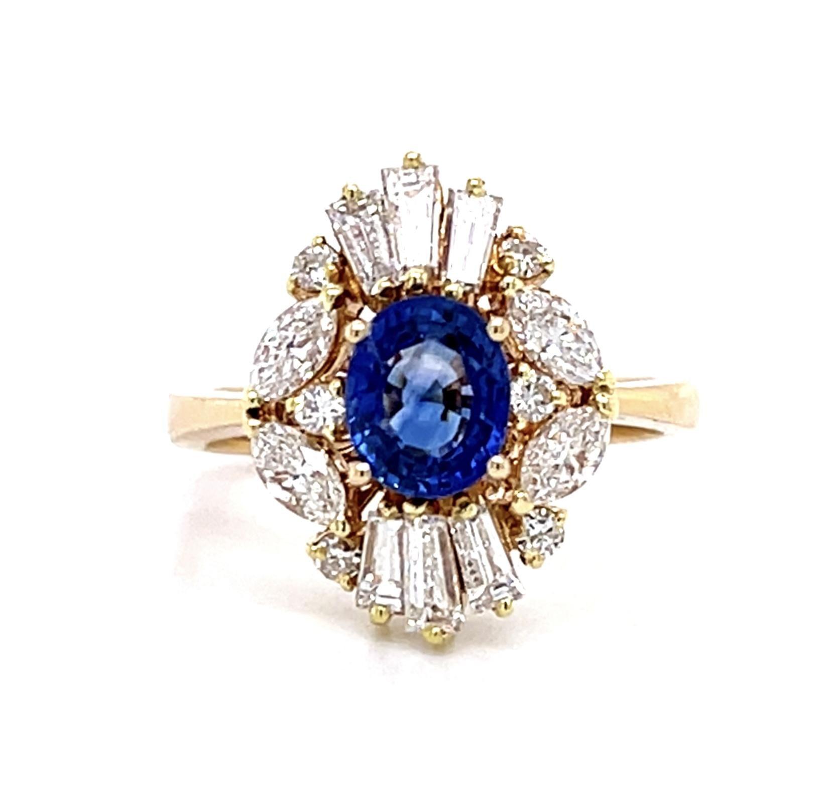 1.02ct Oval Sapphire 18KY Ring