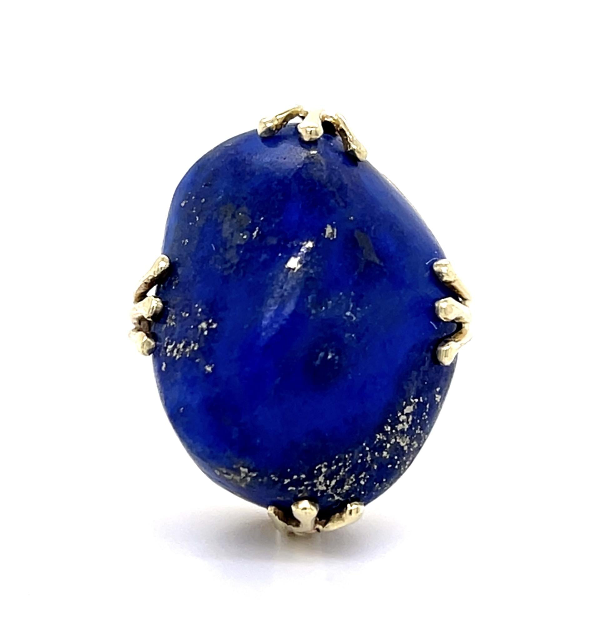 Original Art Deco 40ct Blue Lapis Ring (Vintage 1930s)