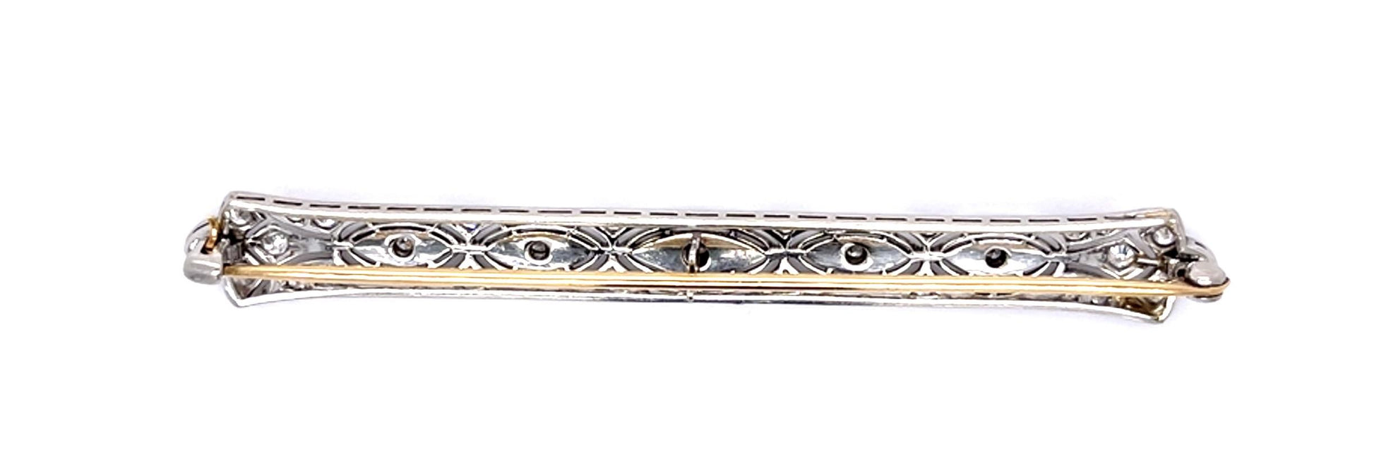 Original Art Deco .70ct Diamond + Onyx Platinum Brooch (Antique 1920s) 11.14g