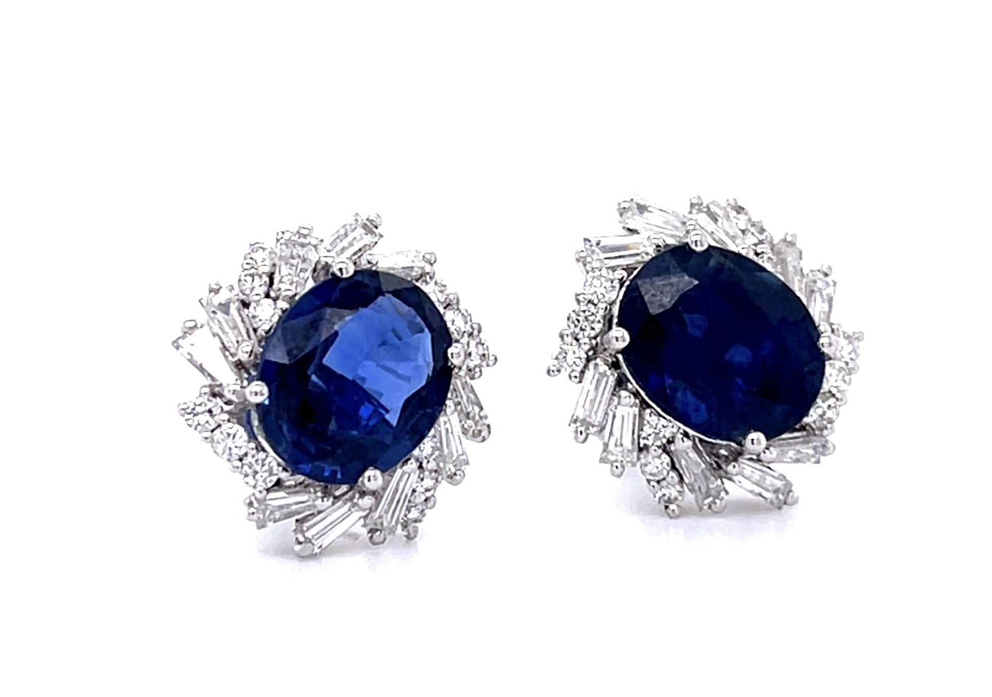 4.76ct Oval Sapphire Platinum Stud Earrings (Vintage 1970s)