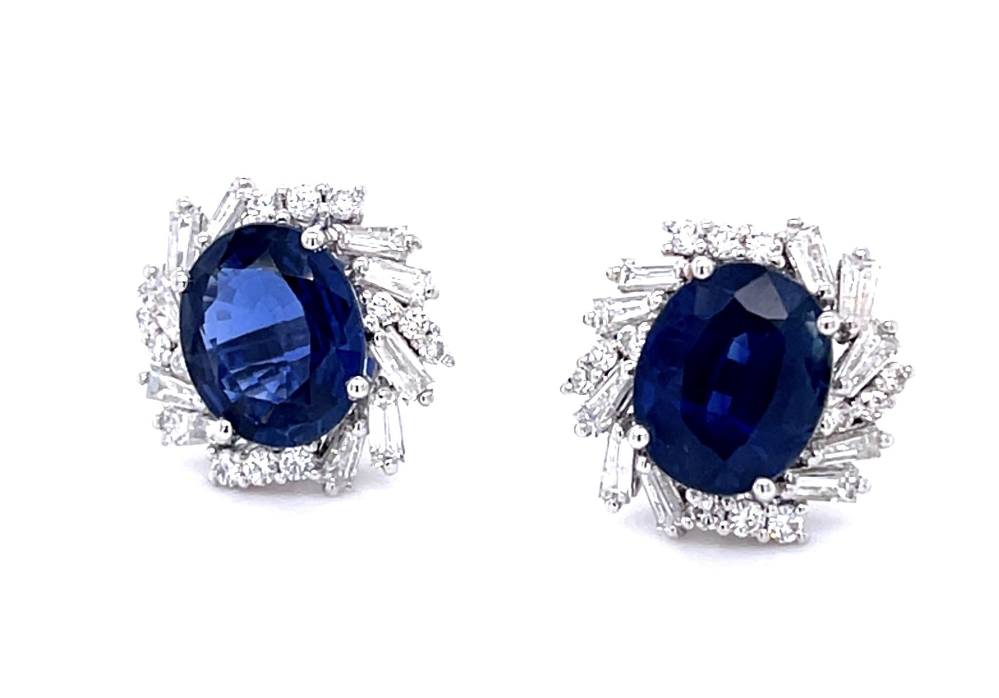 4.76ct Oval Sapphire Platinum Stud Earrings (Vintage 1970s)