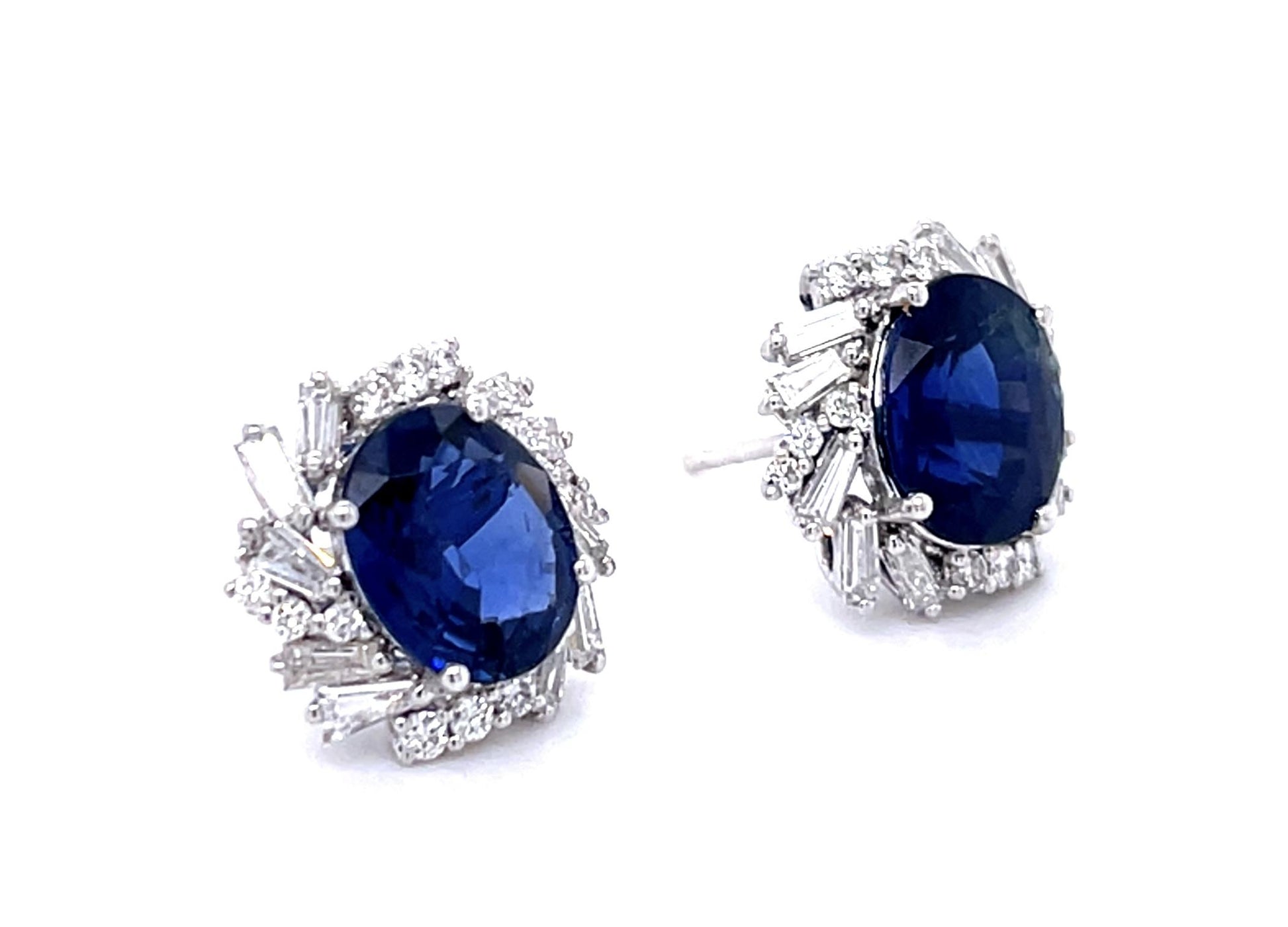 4.76ct Oval Sapphire Platinum Stud Earrings (Vintage 1970s)
