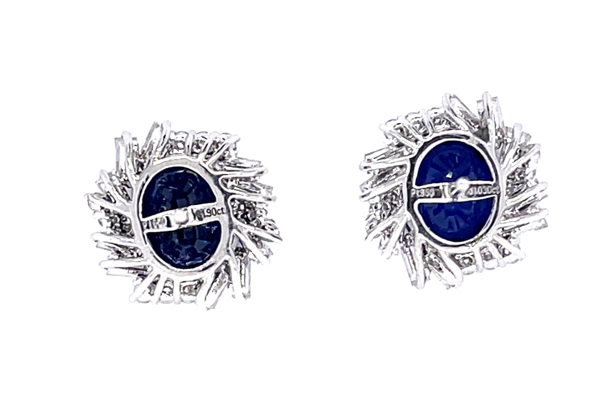 4.76ct Oval Sapphire Platinum Stud Earrings (Vintage 1970s)