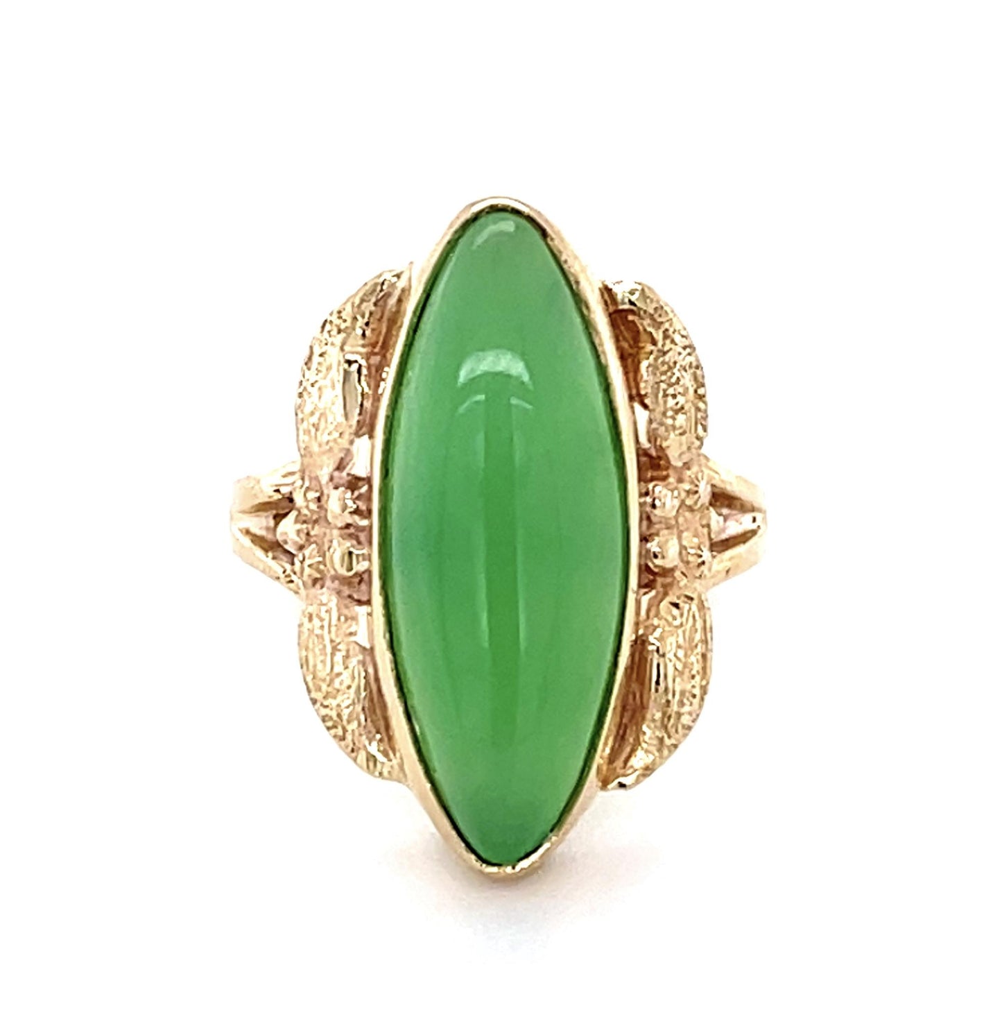 6ct Chyrsopase 10KY Navette Ring