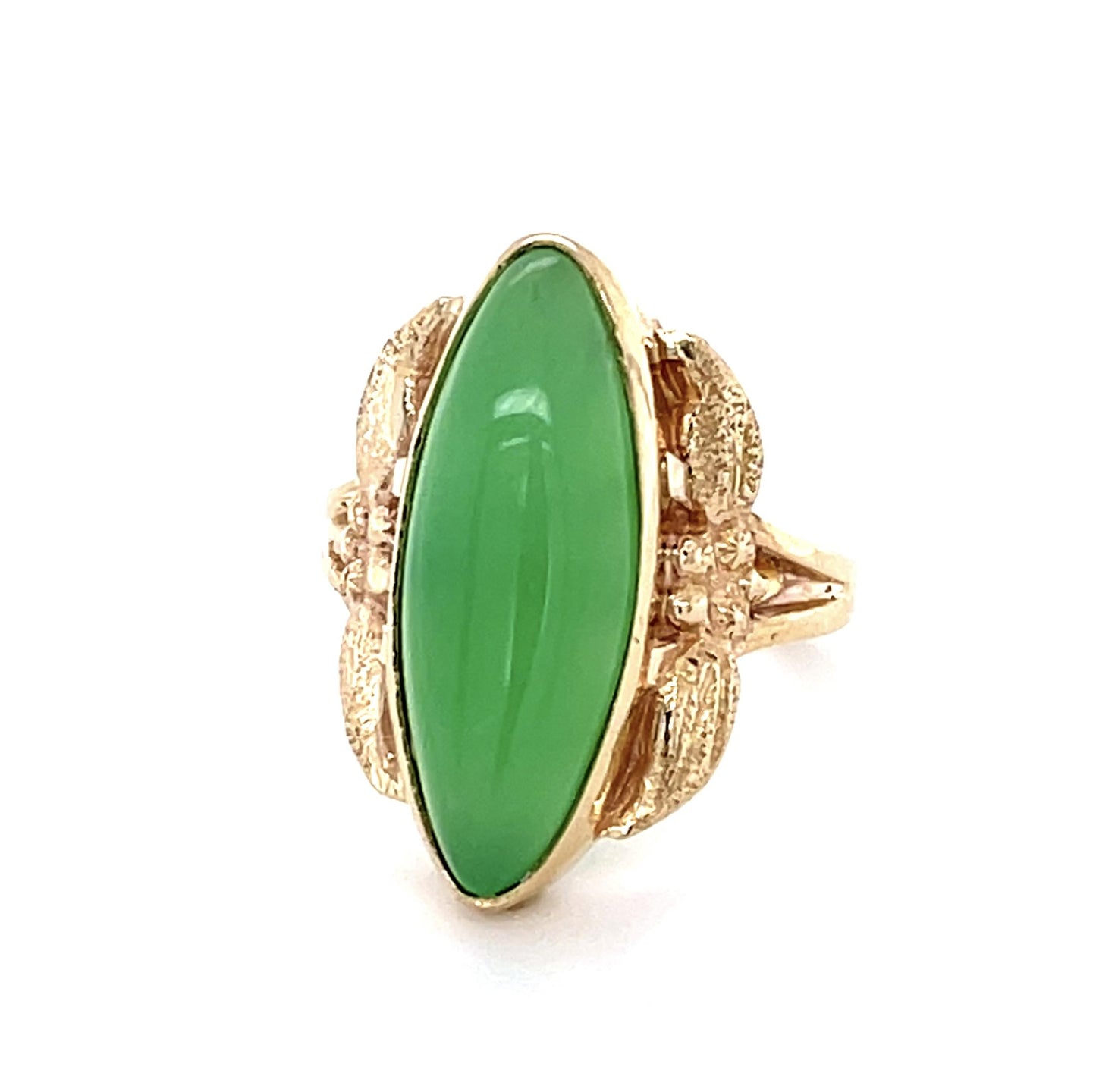 6ct Chyrsopase 10KY Navette Ring