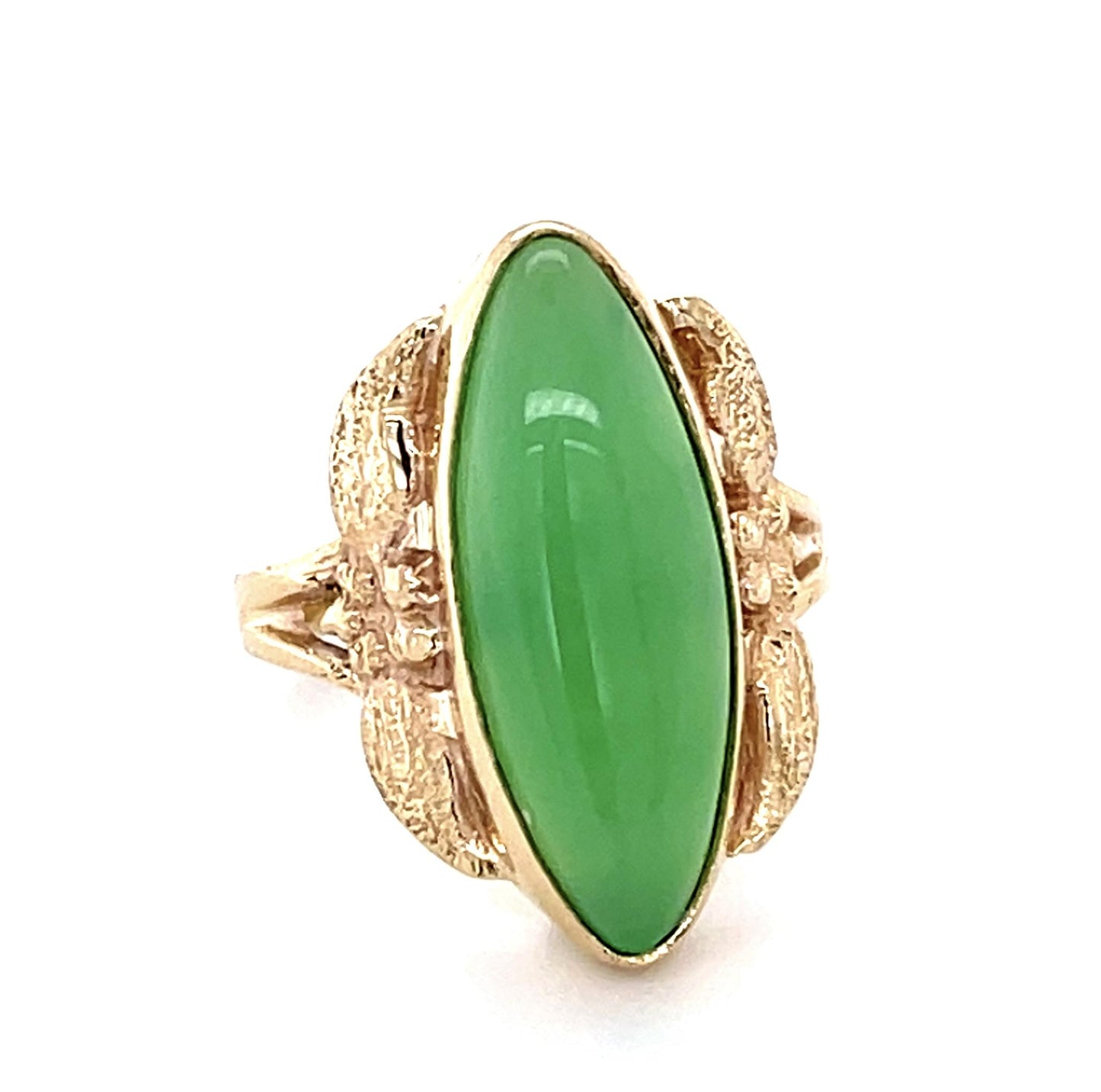 6ct Chyrsopase 10KY Navette Ring