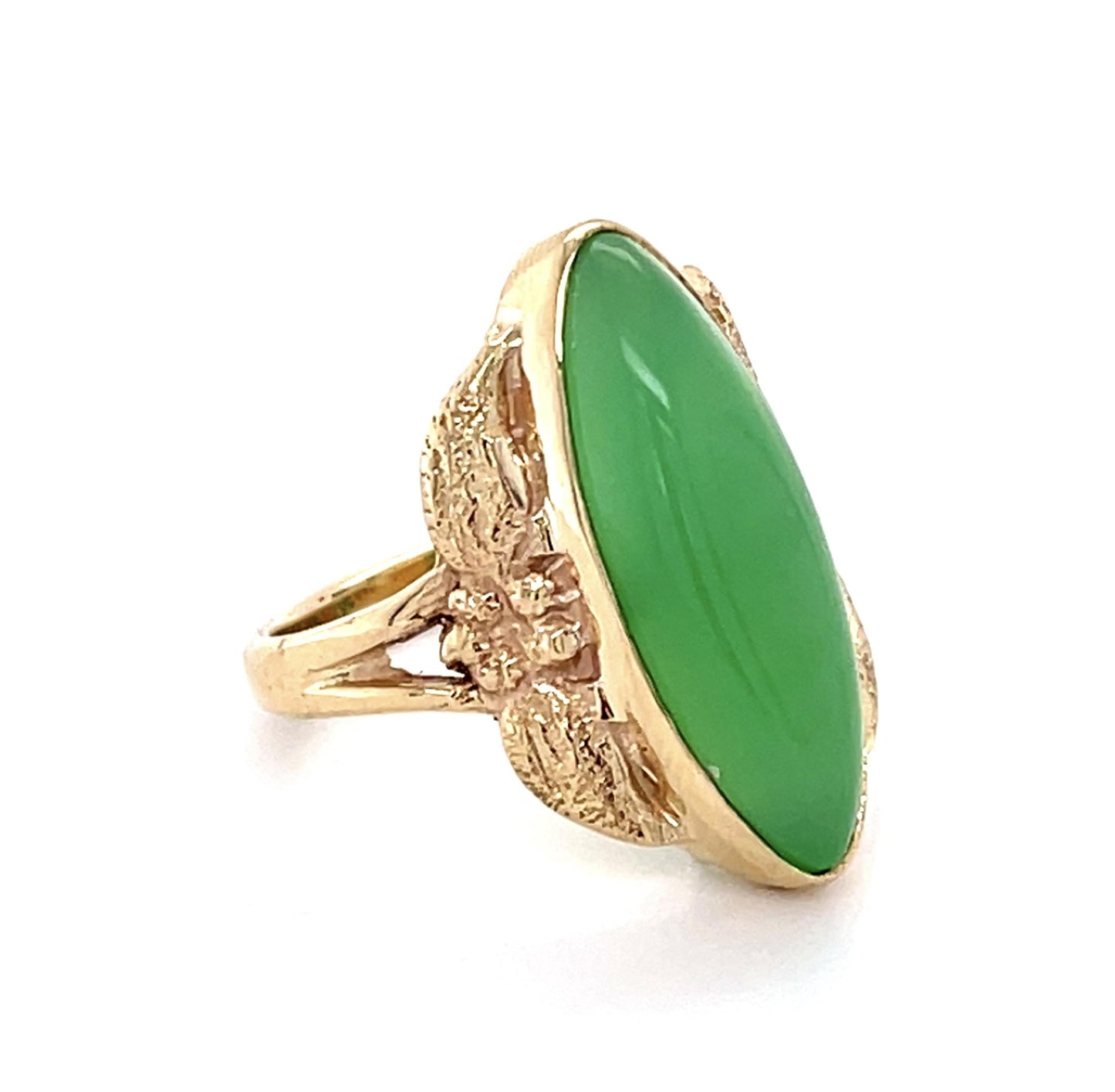 6ct Chyrsopase 10KY Navette Ring