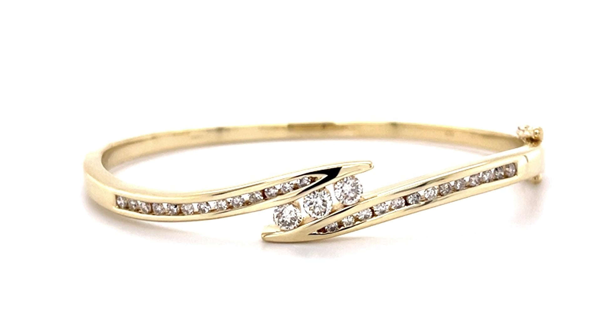 .90ct Diamond 14KY Channel-set Bangle Bracelet (Vintage 1970s)