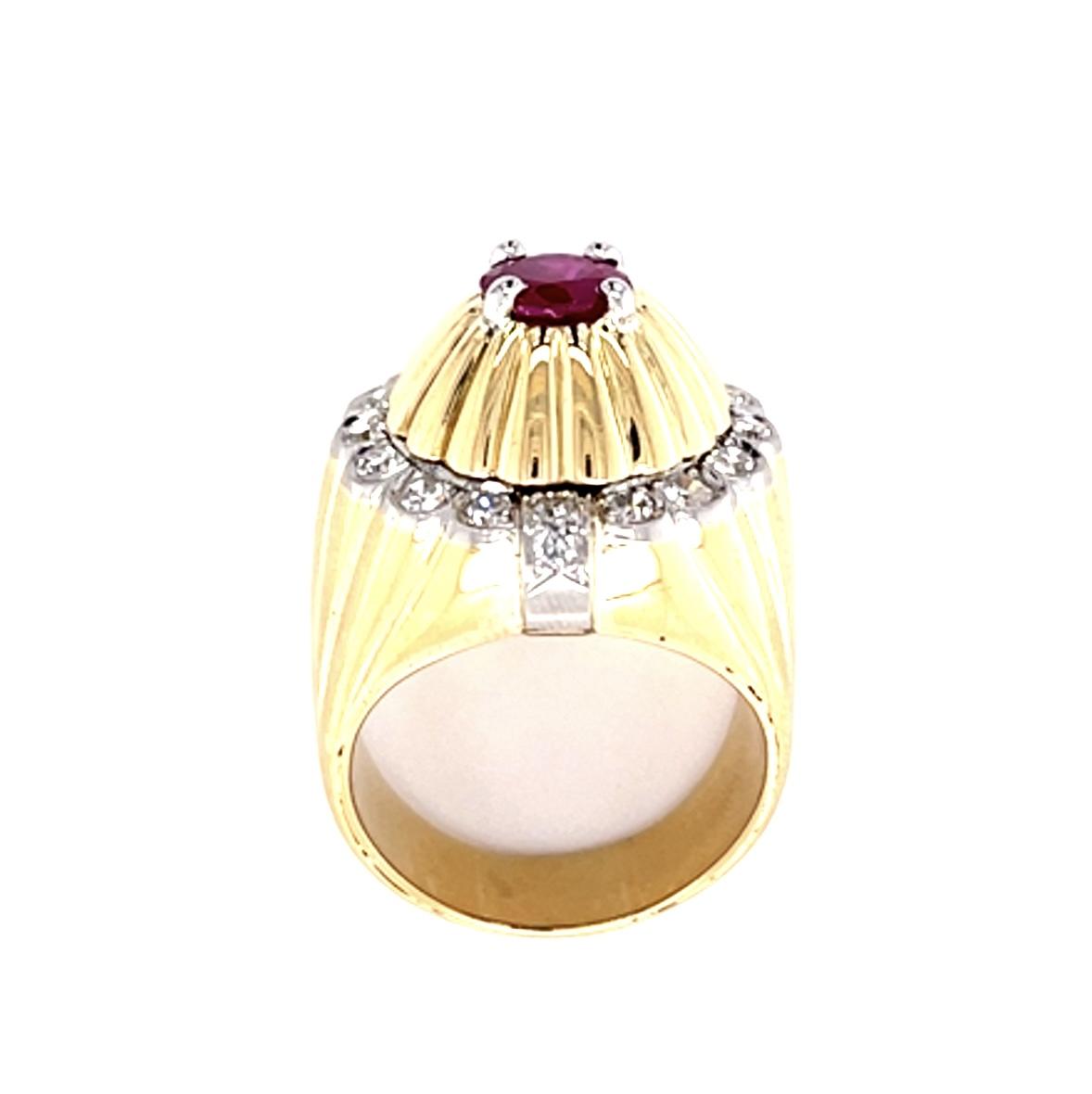 1ct Burma No Heat Round Ruby 18KY Ring