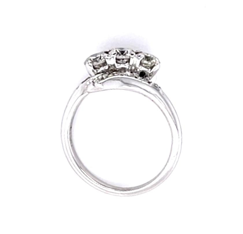 Original Retro .70ct (Three Diamonds) 14KW Ring (Vintage 1940s)