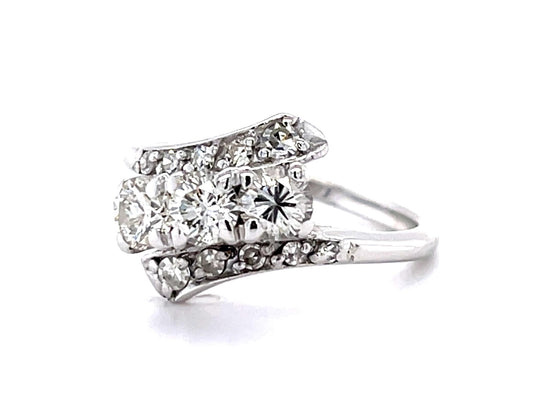 Original Retro .70ct (Three Diamonds) 14KW Ring (Vintage 1940s)