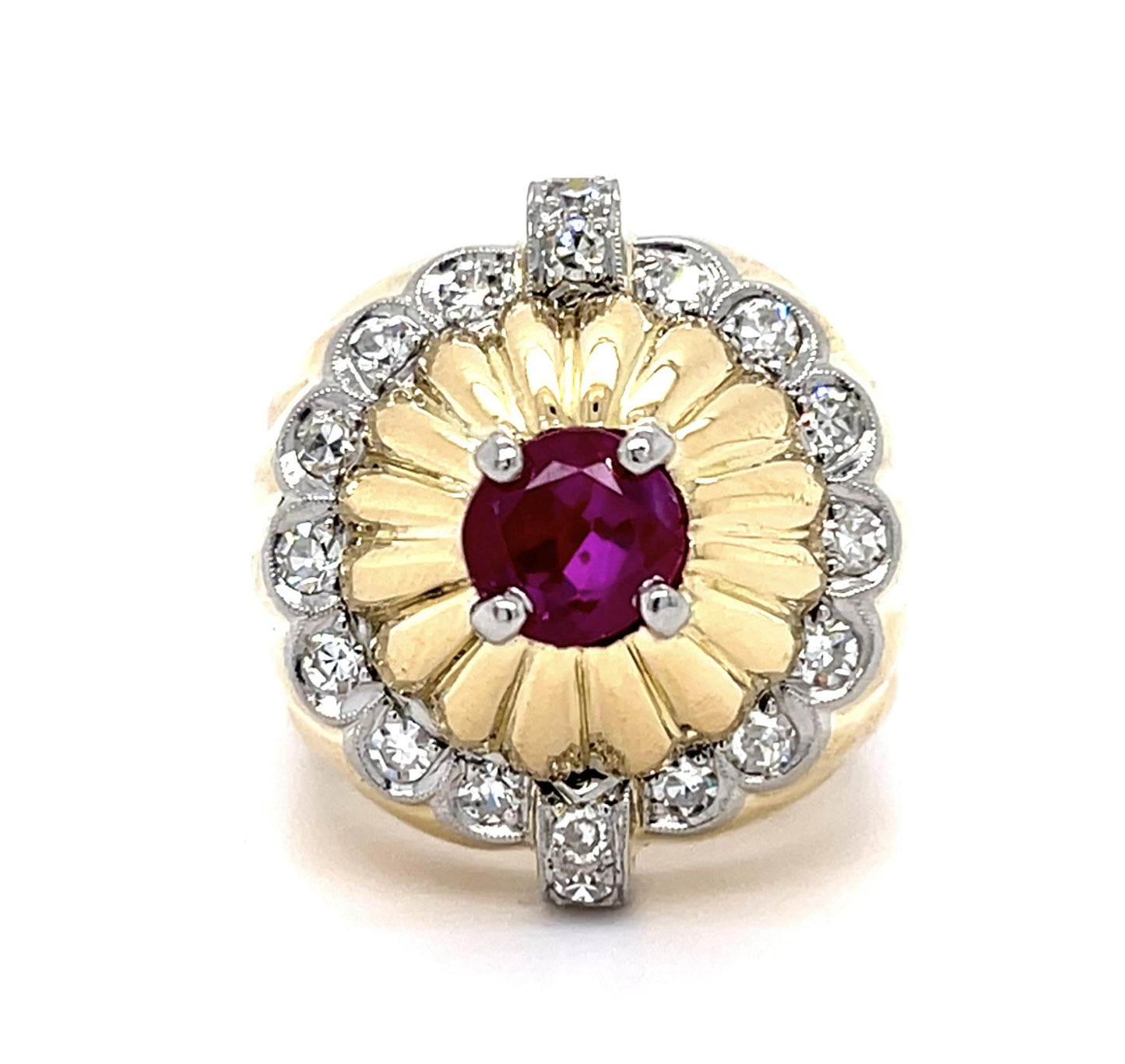 1ct Burma No Heat Round Ruby 18KY Ring