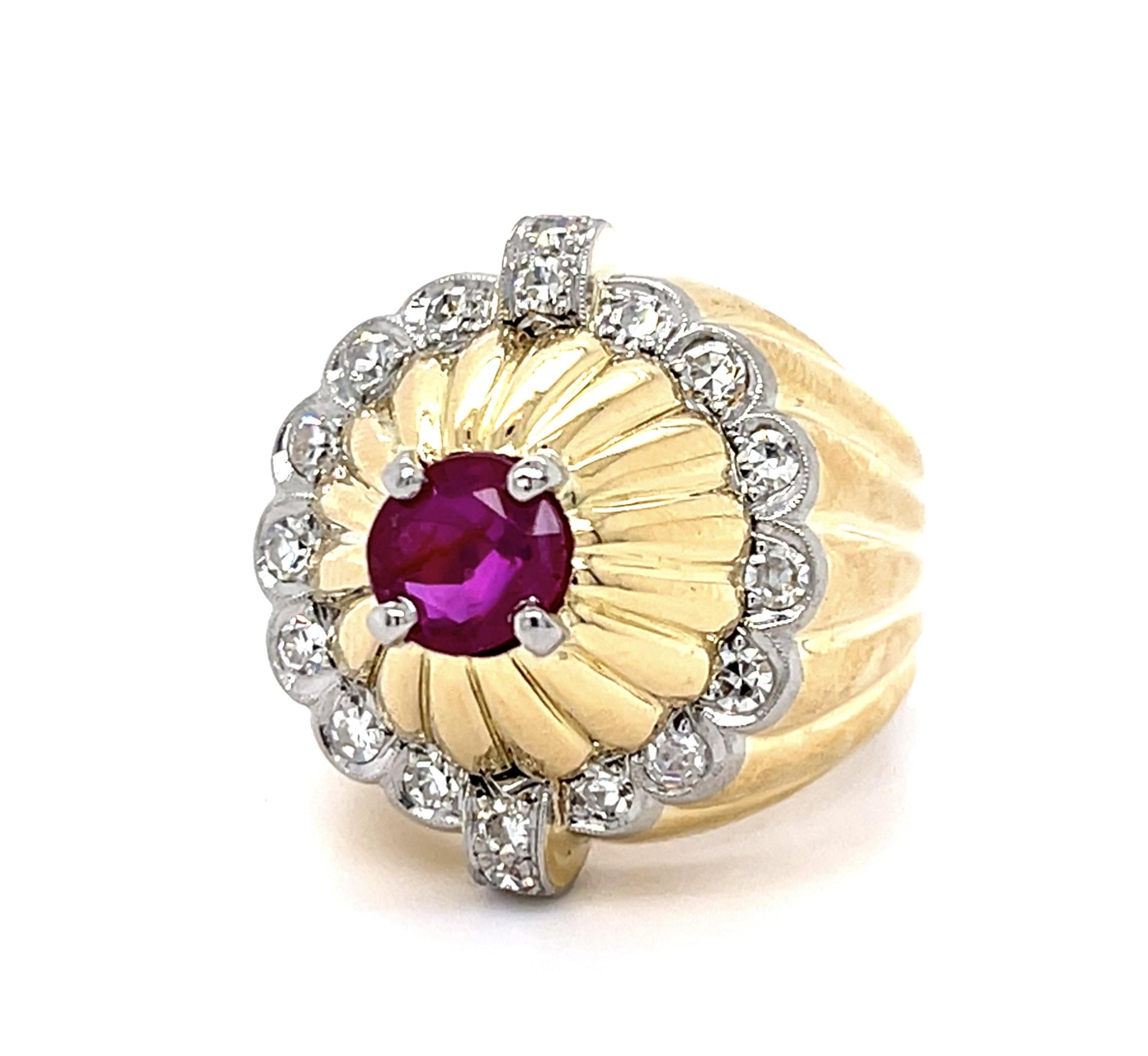 1ct Burma No Heat Round Ruby 18KY Ring