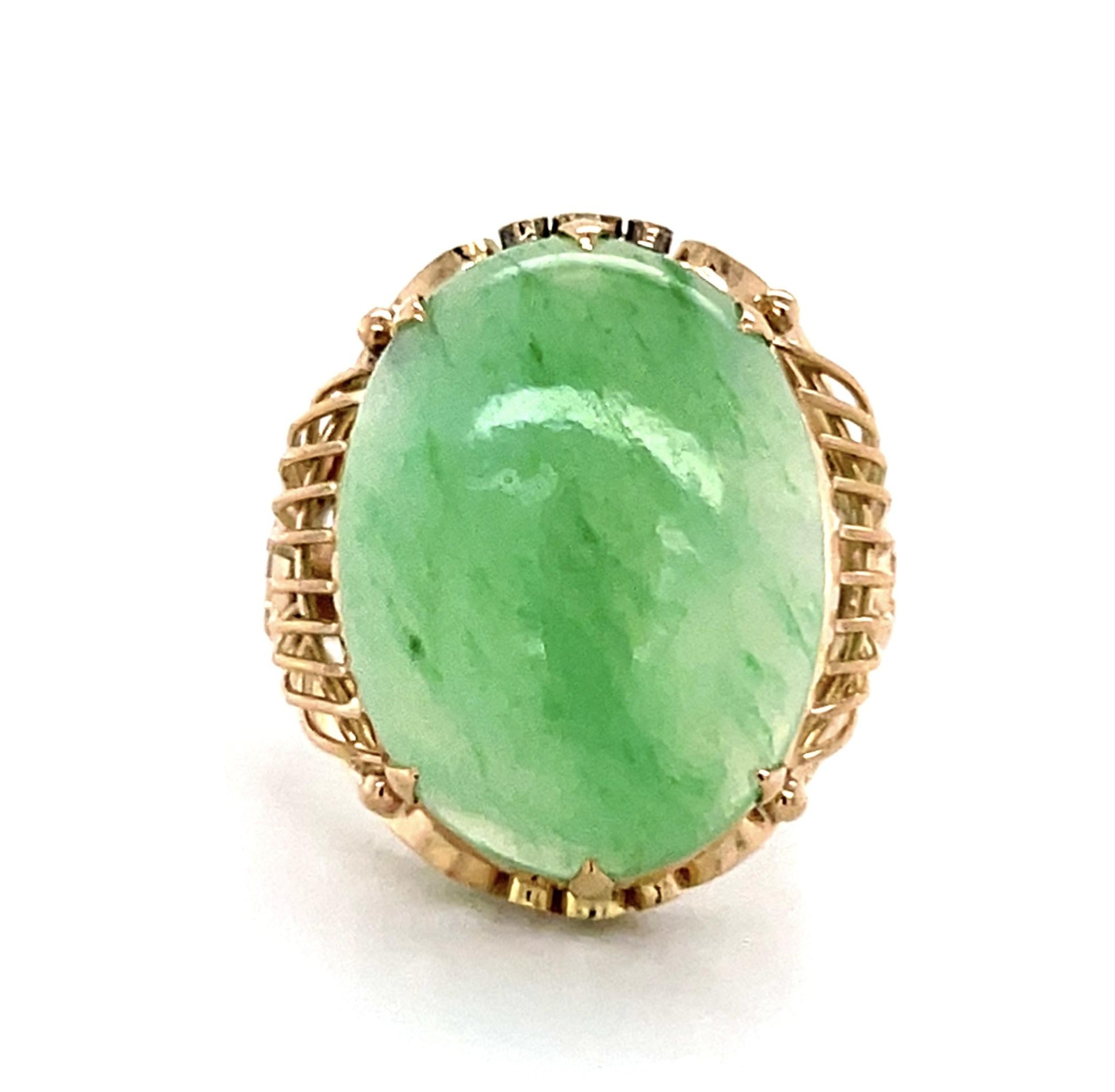 Original Retro 14ct Jade 14KY Ring (Vintage 1940s)