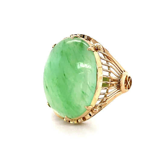 Original Retro 14ct Jade 14KY Ring (Vintage 1940s)