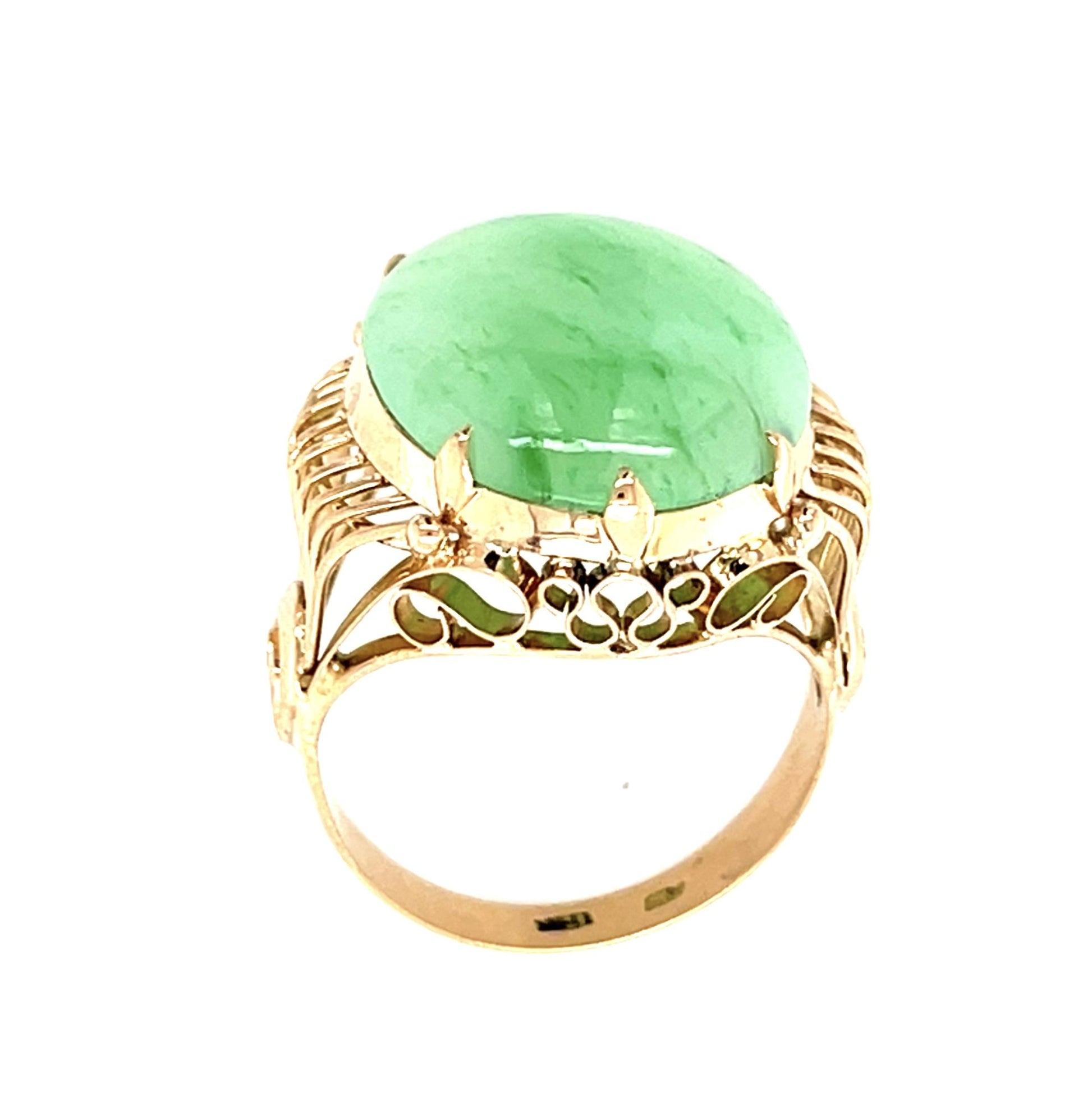 Original Retro 14ct Jade 14KY Ring (Vintage 1940s)