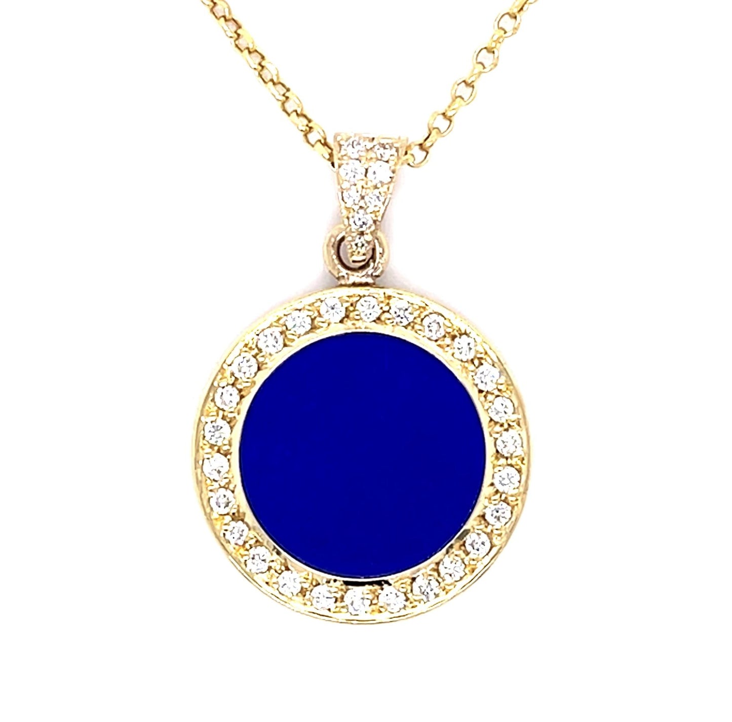 Blue Lapis + .50ct Diamond 18KY Pendant