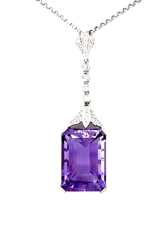 15.35ct Amethyst 18KW Pendant