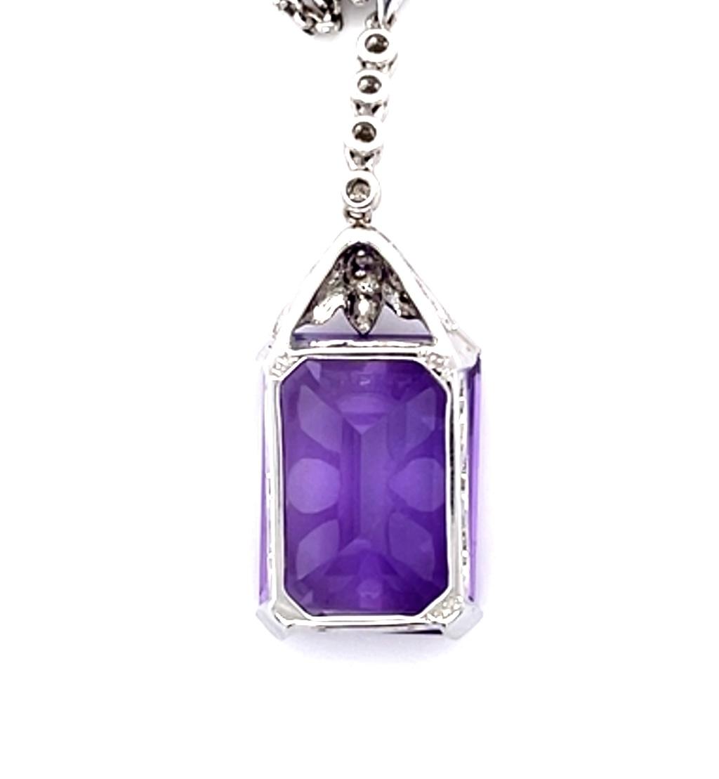 15.35ct Amethyst 18KW Pendant
