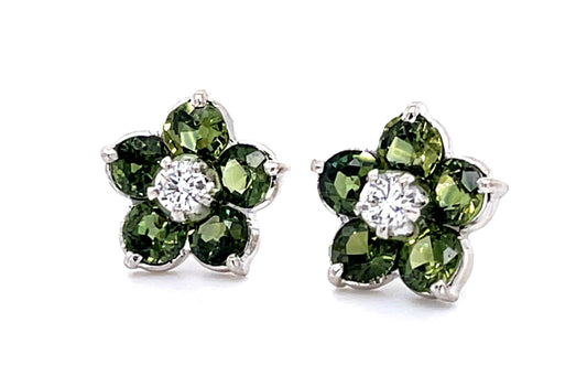 3ct Green Sapphire 14KW Stud Earrings