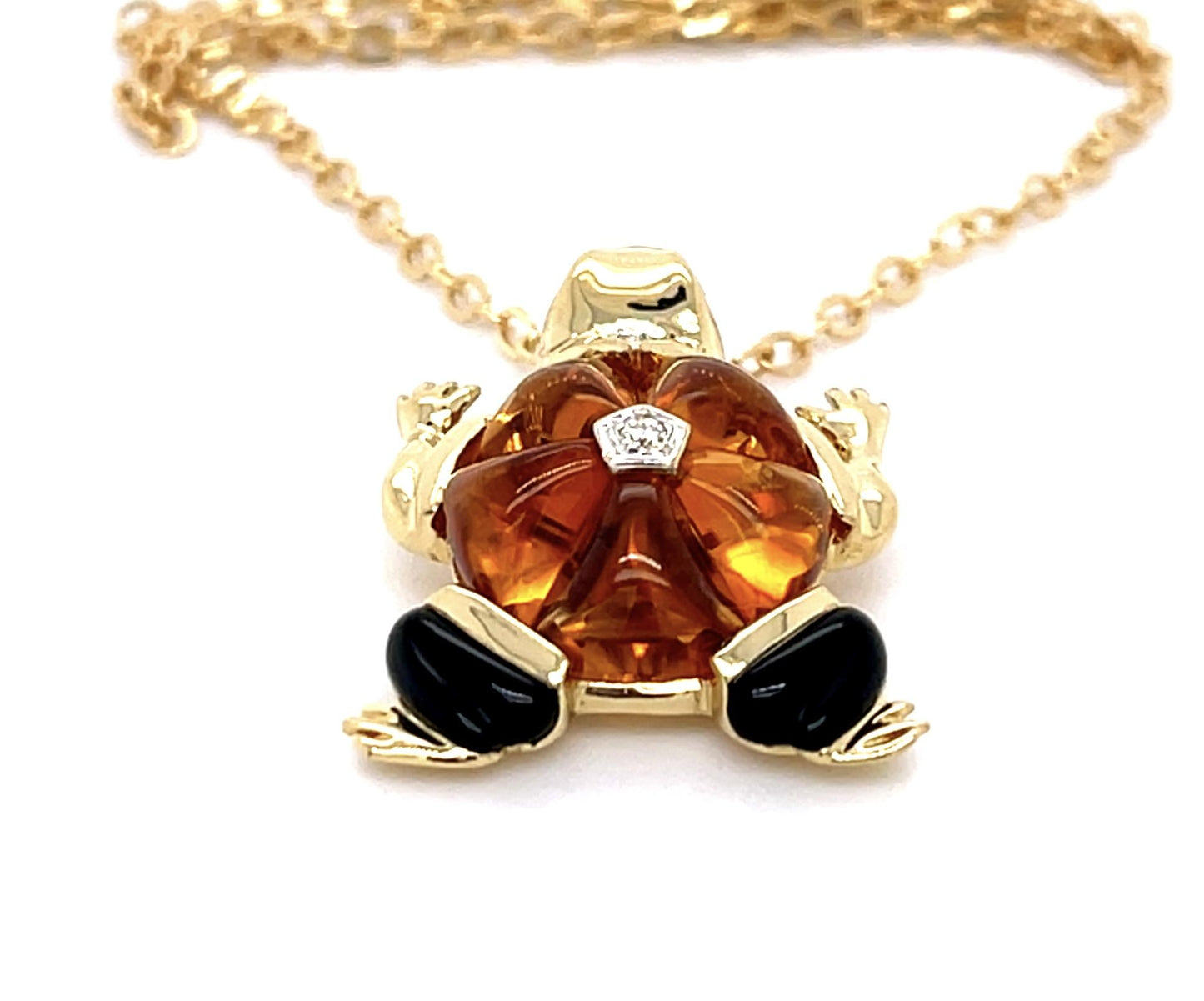 .07ct Diamond, Citrine, Onyx 18KY Pendant
