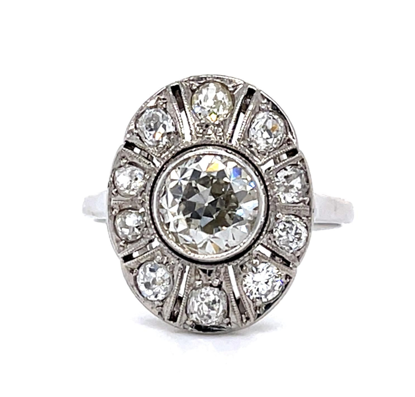 Original Art Deco 1.57ct Old European Diamond 18KW+14KW Ring (Vintage 1930s)