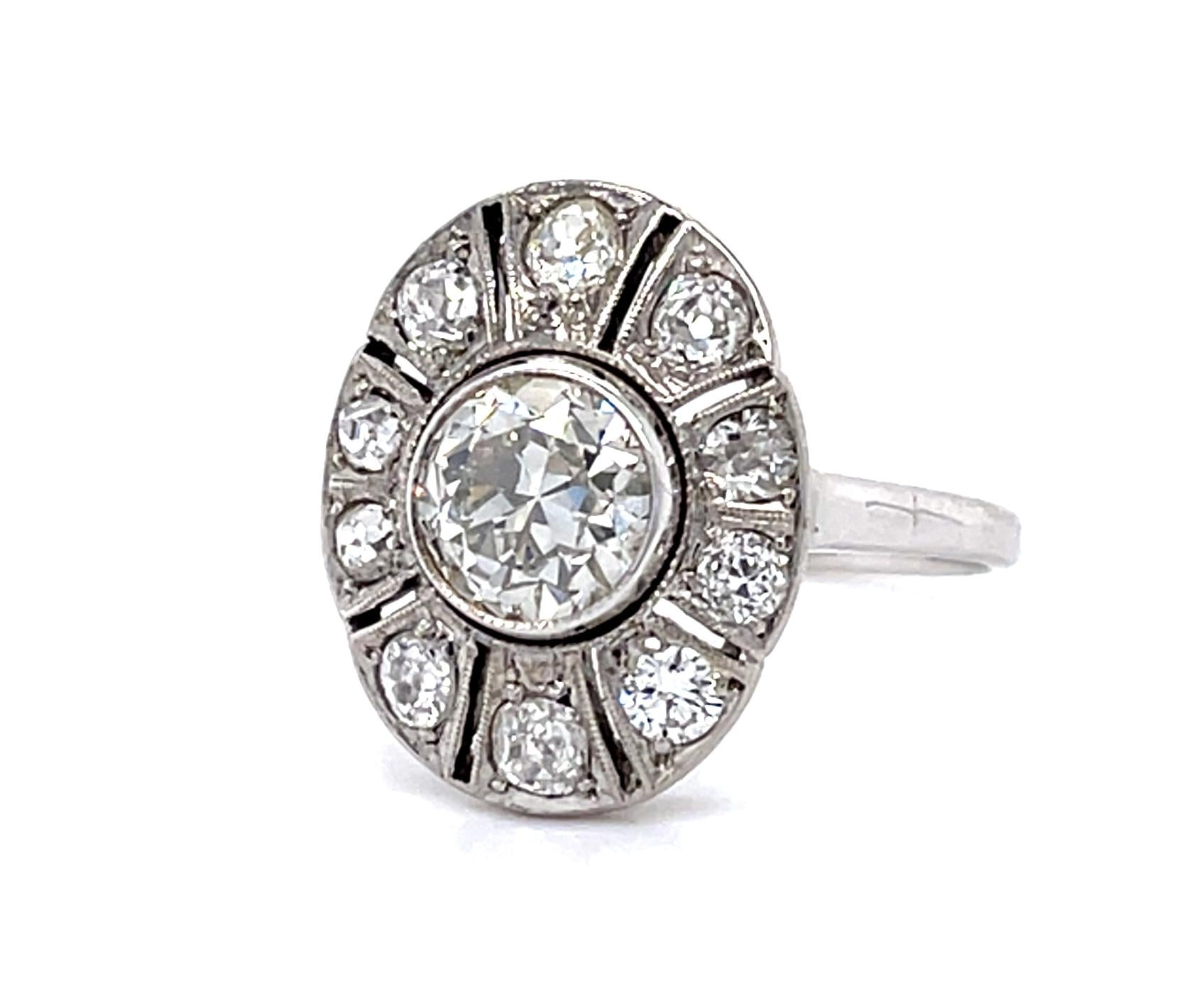 Original Art Deco 1.57ct Old European Diamond 18KW+14KW Ring (Vintage 1930s)