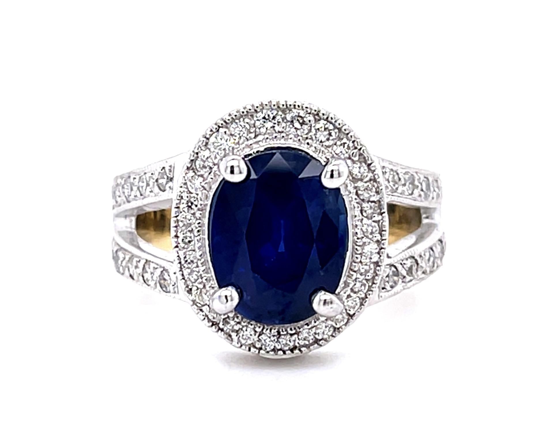 2.70ct Oval Sapphire 14KW Ring