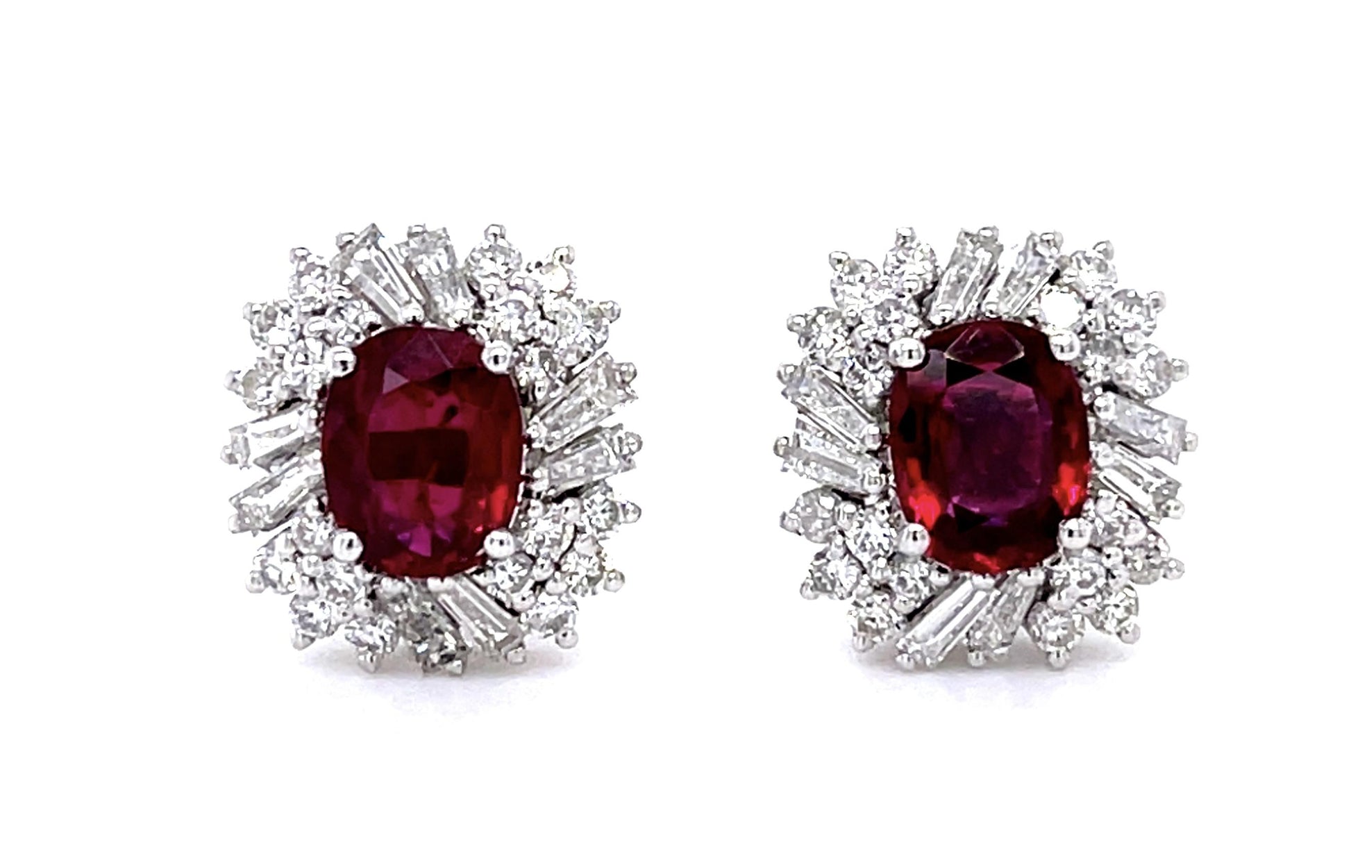 1.68ct Ruby Platinum Stud Earrings