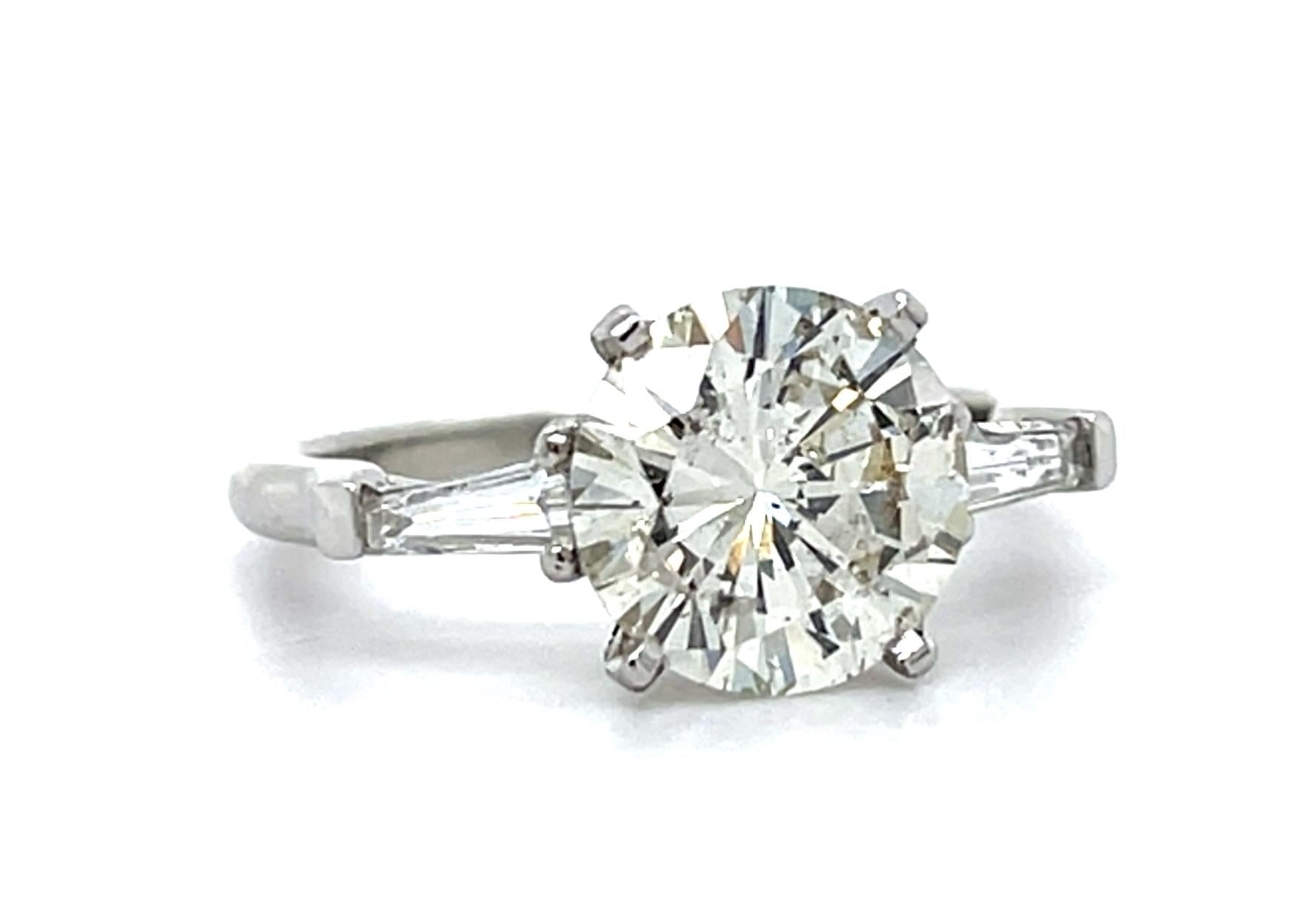 2.52ct J SI2 Round Brilliant Diamond (No Cert) Platinum Ring