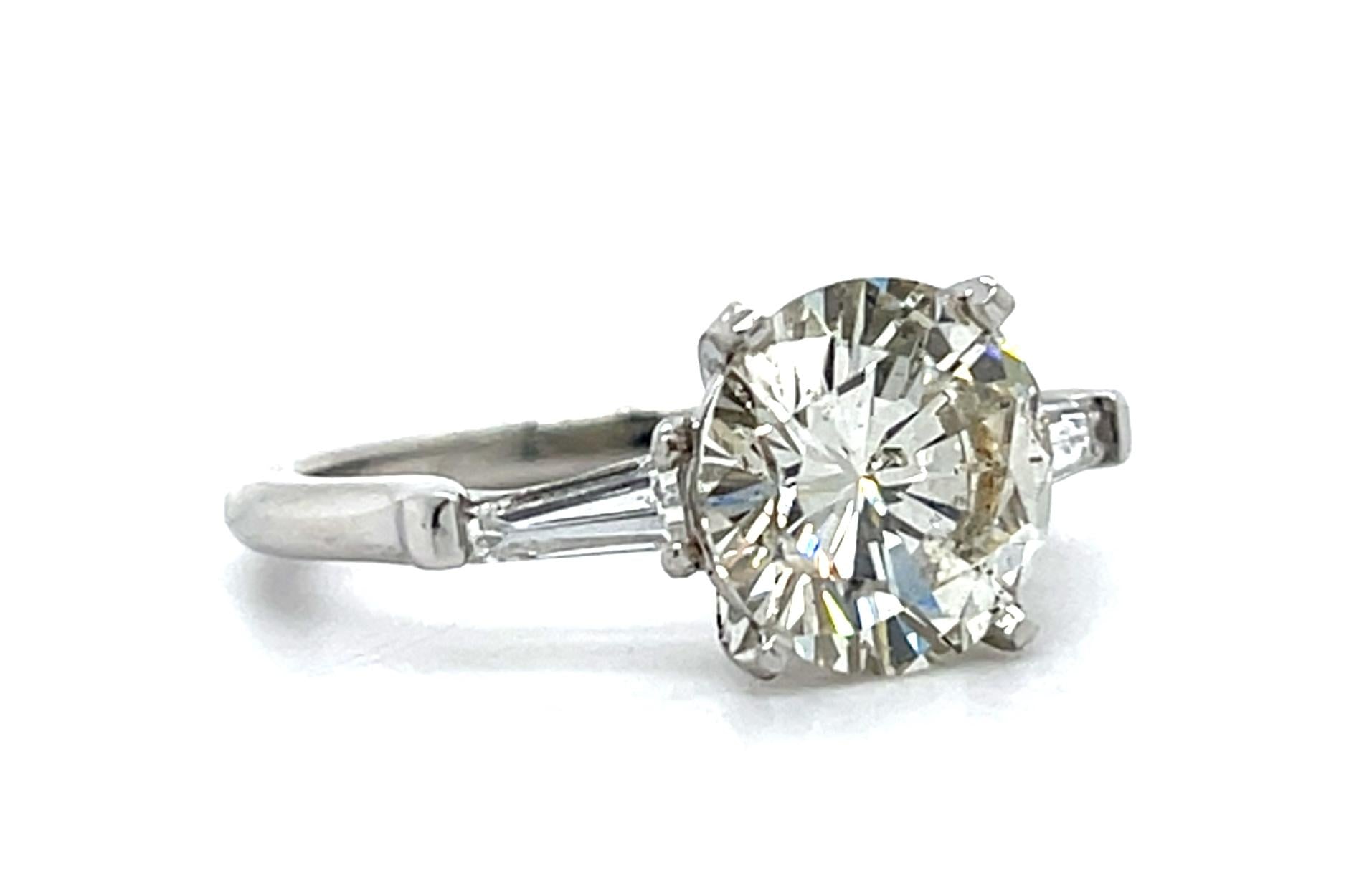 2.52ct J SI2 Round Brilliant Diamond (No Cert) Platinum Ring