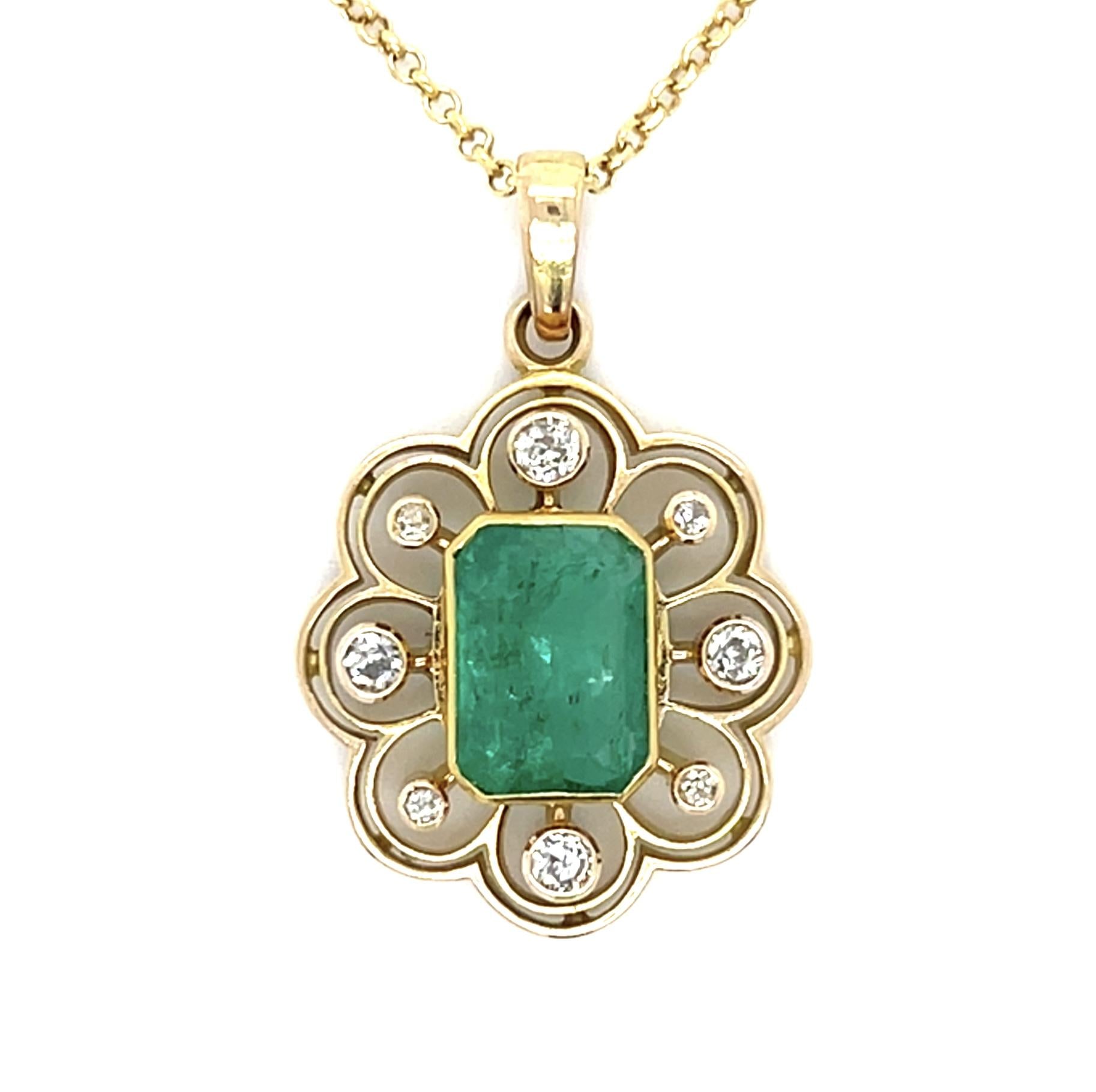 1.90ct Emerald 14KY Pendant