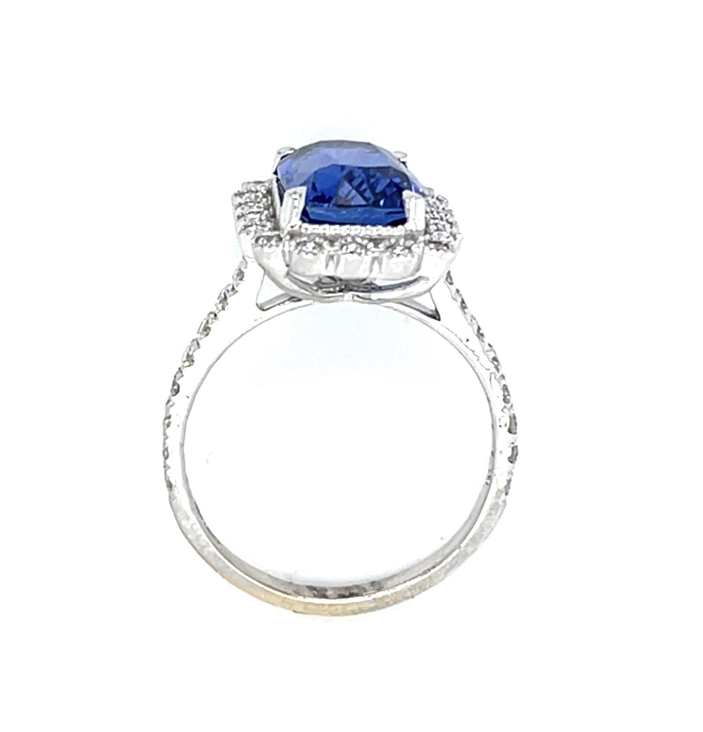 3.87ct Cushion Sapphire 18KW Ring