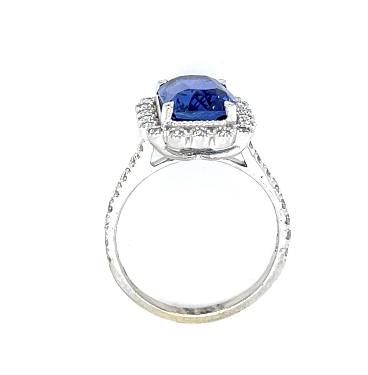 3.87ct Cushion Sapphire 18KW Ring