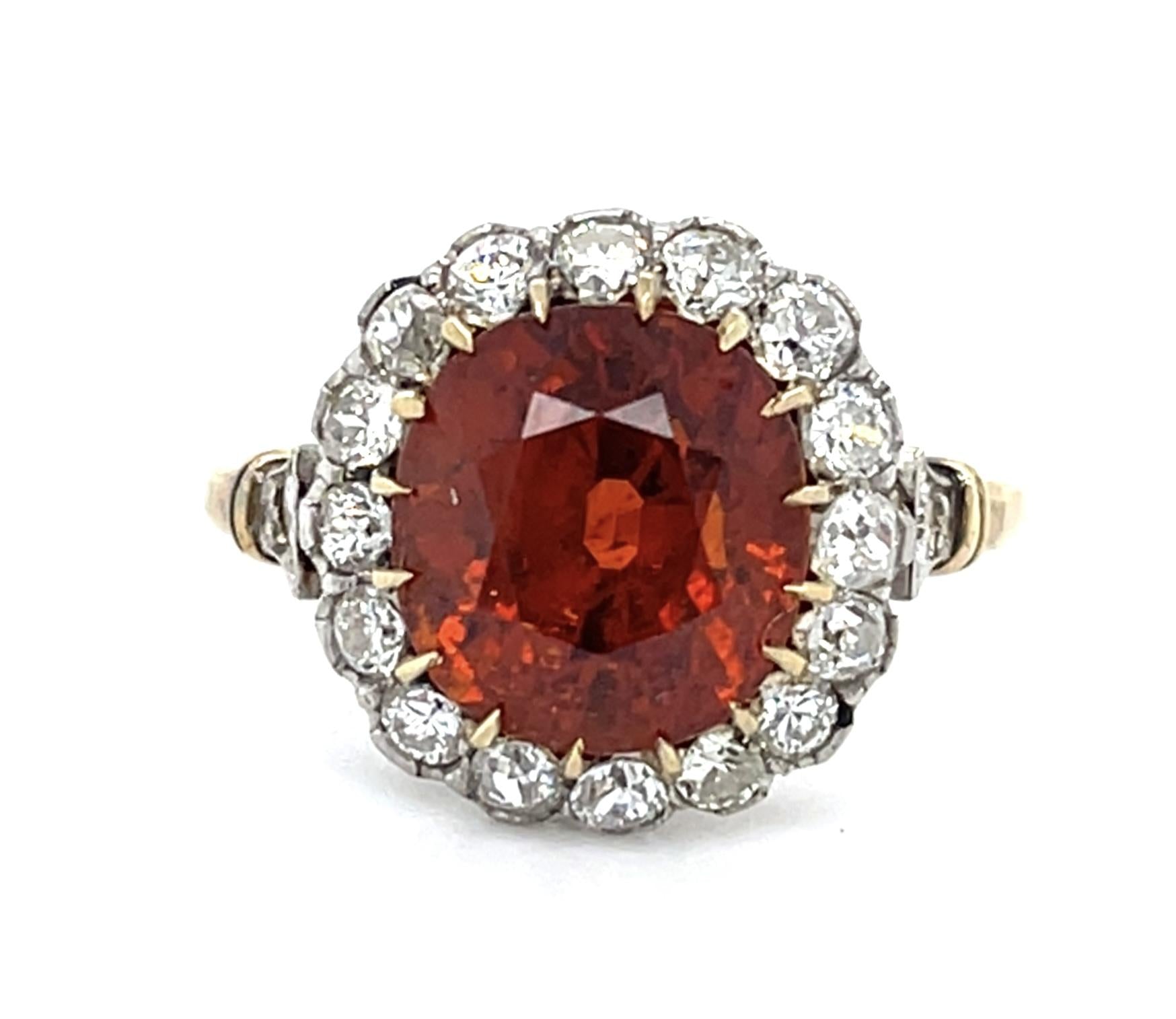 6.70ct Spessartine Garnet Platinum Handmade Ring