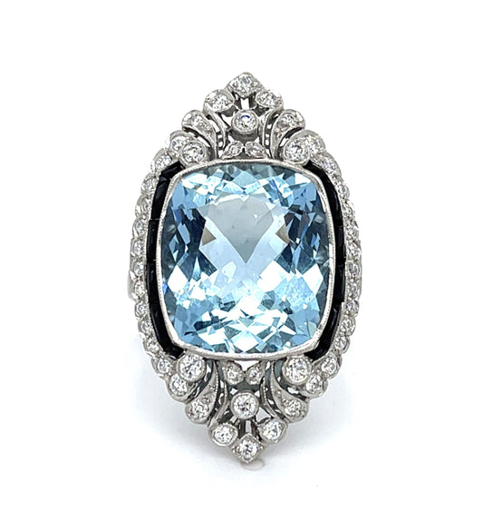 9.74ct Aquamarine Platinum Handmade Ring