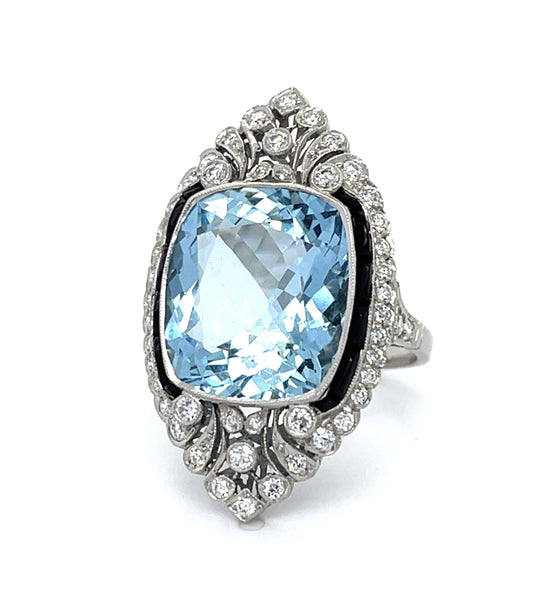 9.74ct Aquamarine Platinum Handmade Ring