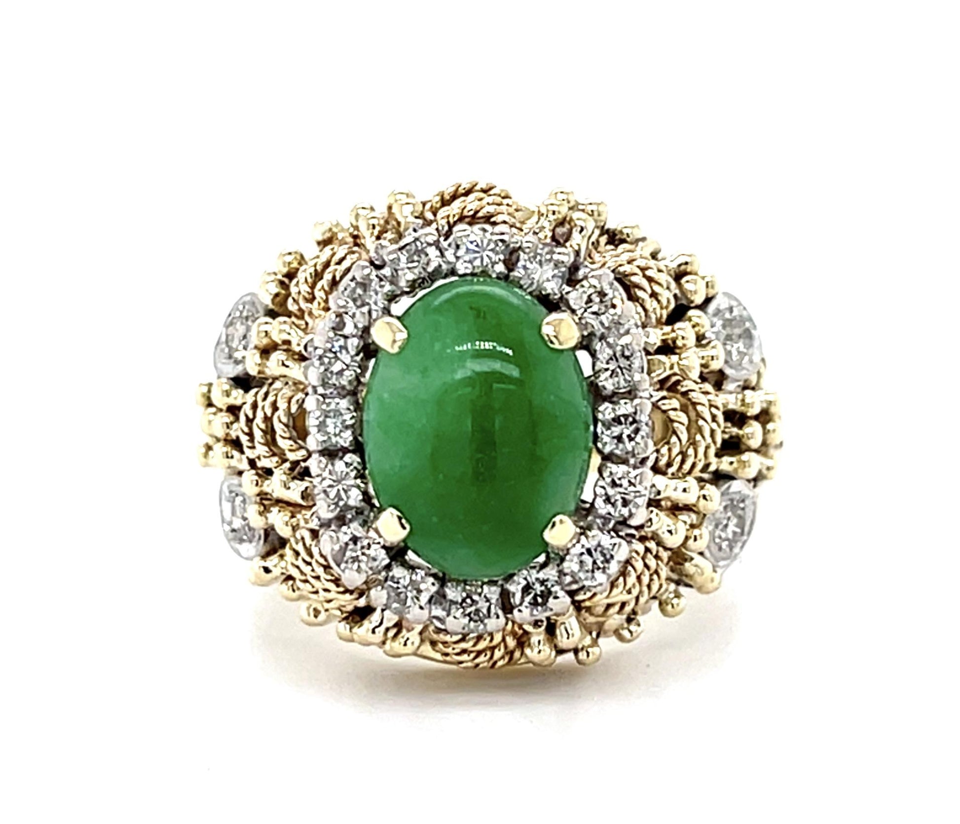 1ct Jade 14KY Two Tone Ring (Vintage 1960s)