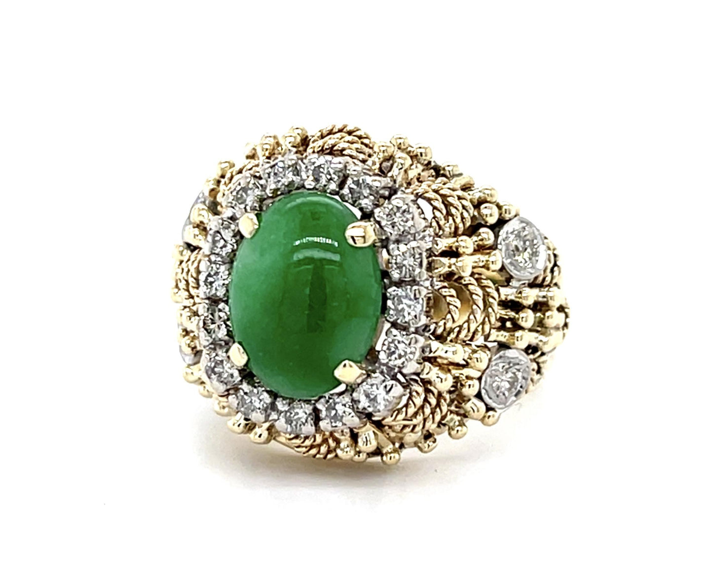 1ct Jade 14KY Two Tone Ring (Vintage 1960s)