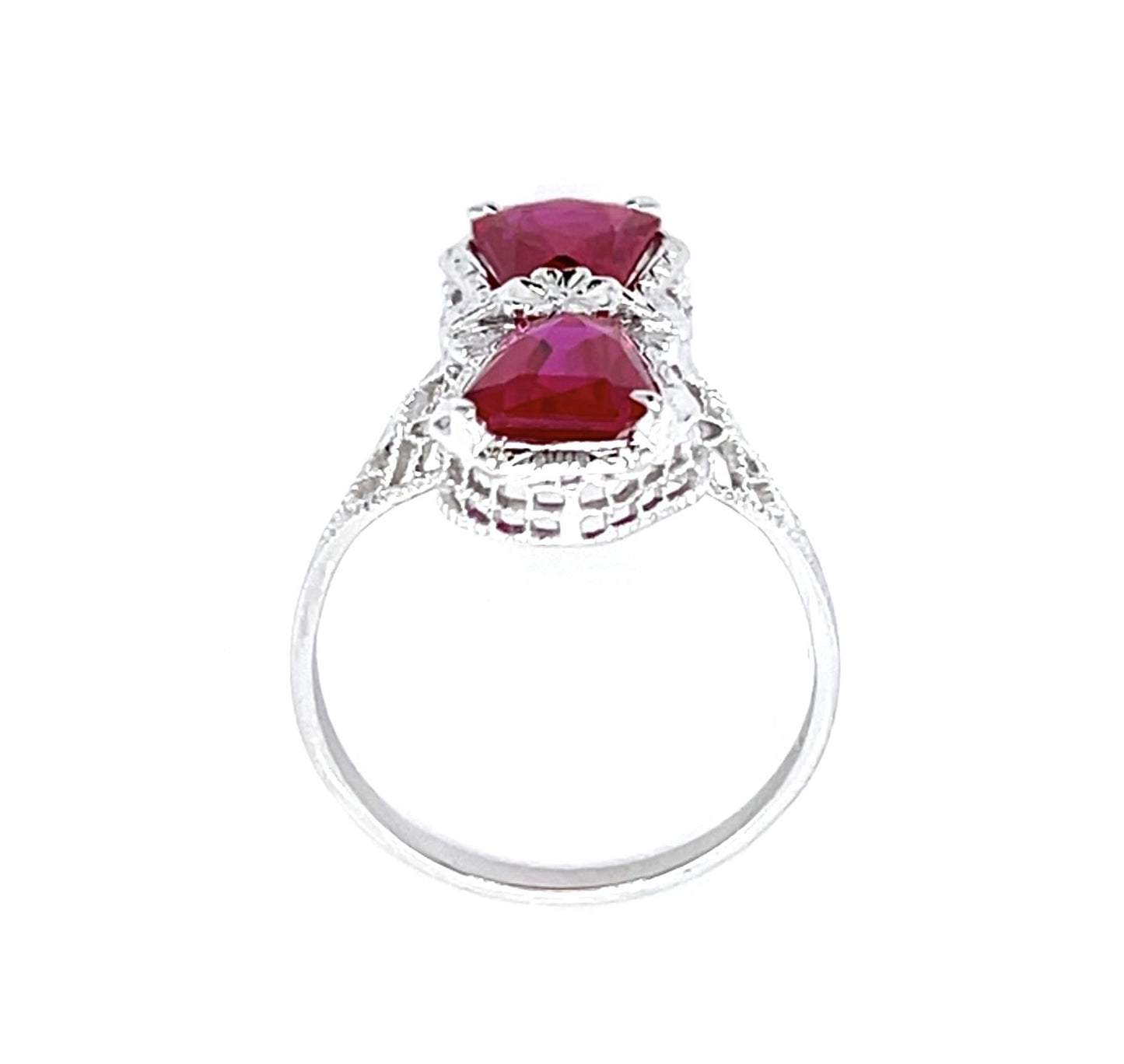 Original Art Deco Pink Stone 14KW Ring (Vintage 1930s)